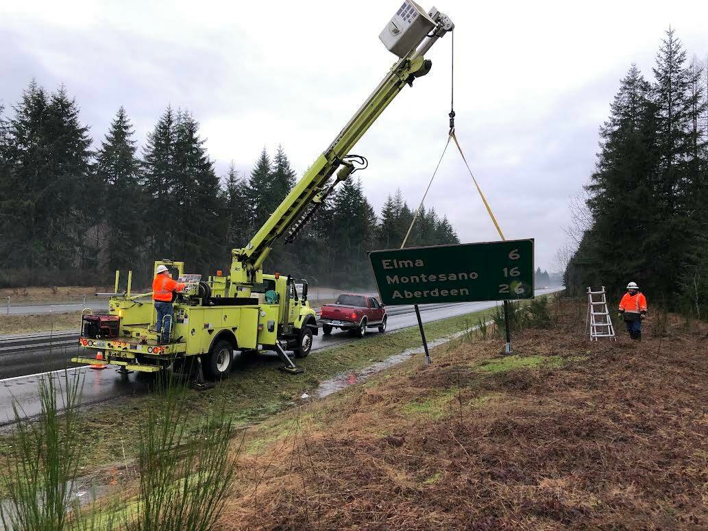 The Washington State Department of Transportation removes the guide sign that helps westbound drivers on Highway 8 know how much farther they are from Elma, Montesano and Aberdeen. The late-Kurt Cobain, who founded Nirvana, made the sign famous. Cobain stood on Nirvana bass player Krist Novoselic’s hands and covered the 1 and 2 to make the sign read “666.”