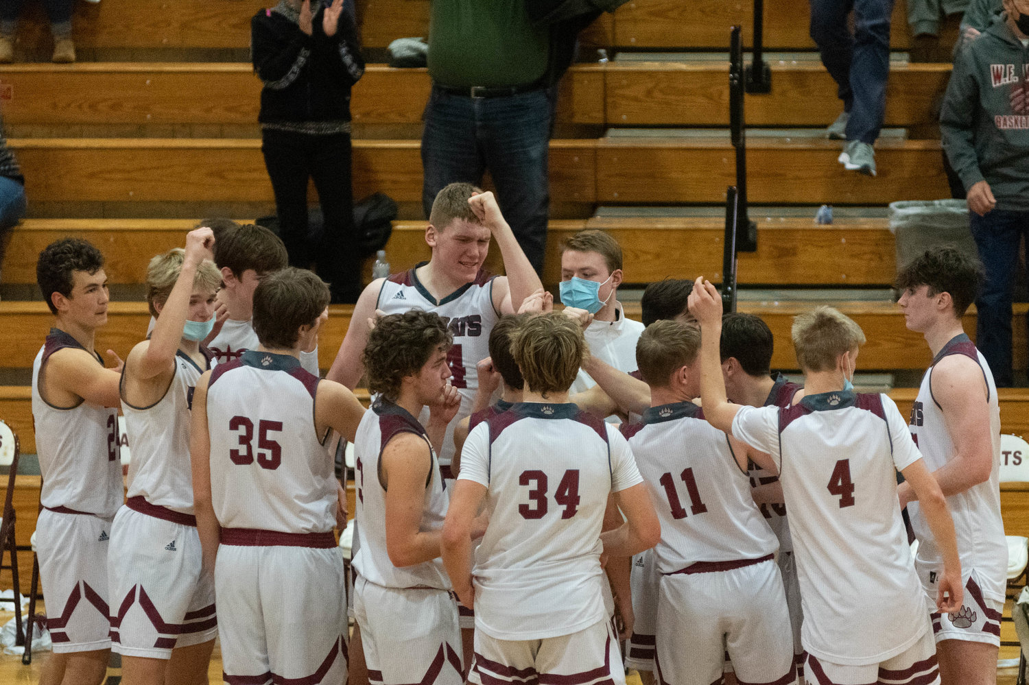 Bearcats Celebrate after win over Tumwater in Chehalis Jan. 25