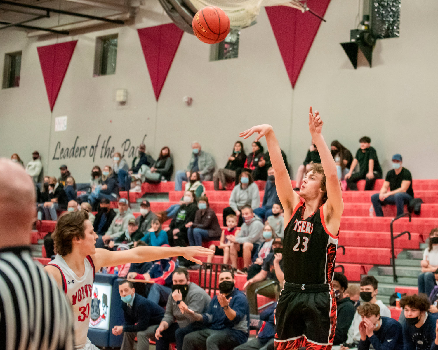 Centralia’s Cole Wasson (23) puts up a shot during a game at Black Hills High School Tuesday night.