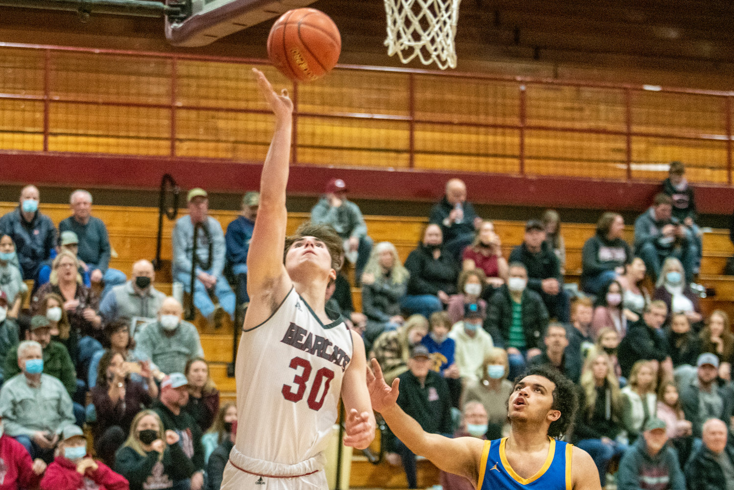 W.F. West senior Austin Snyder (30) leaps for a layup against Rochester on Feb. 4.