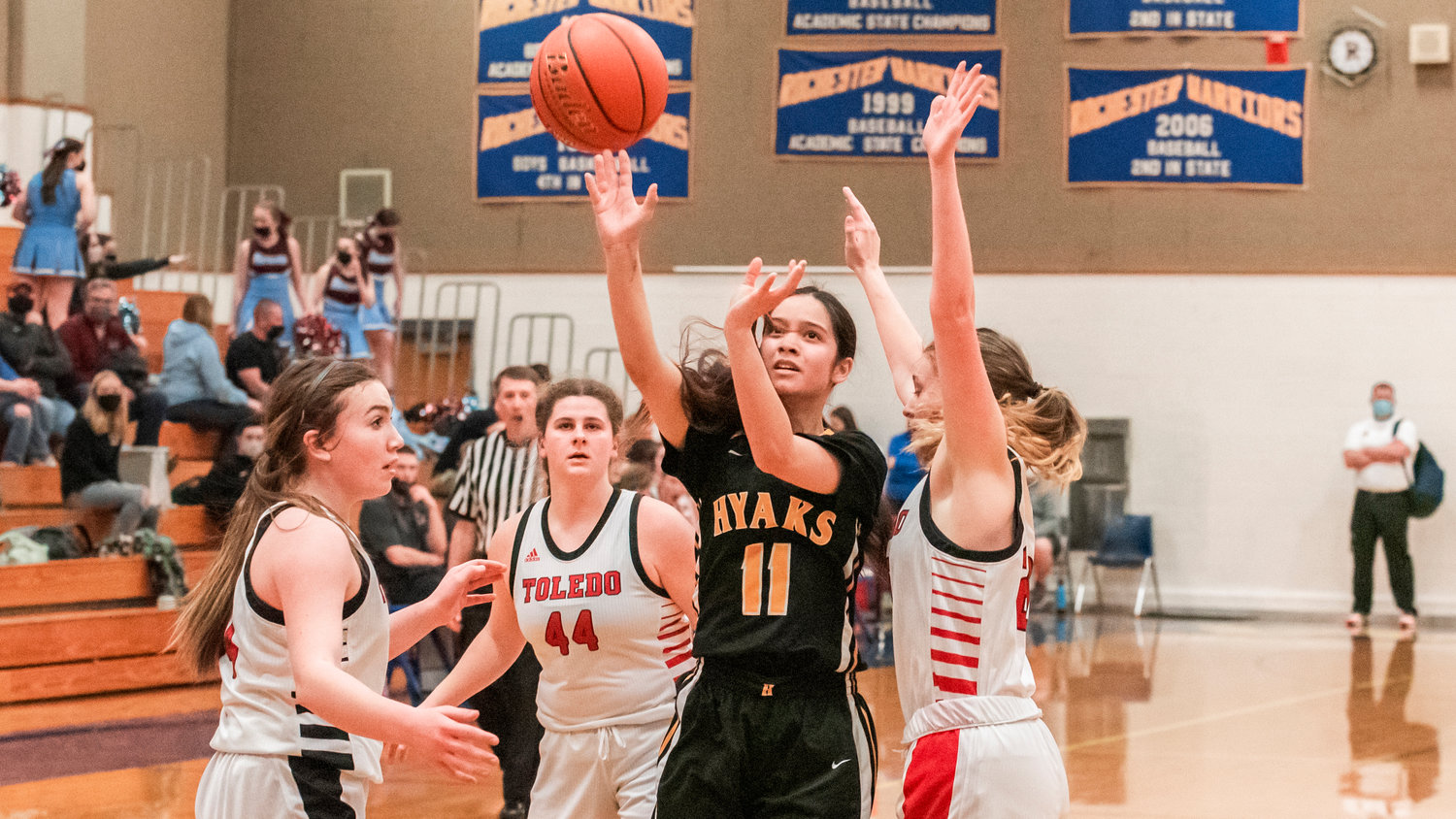 North Beach junior Anna Eastman (11) looks to shoot during a game Tuesday night in Rochester.