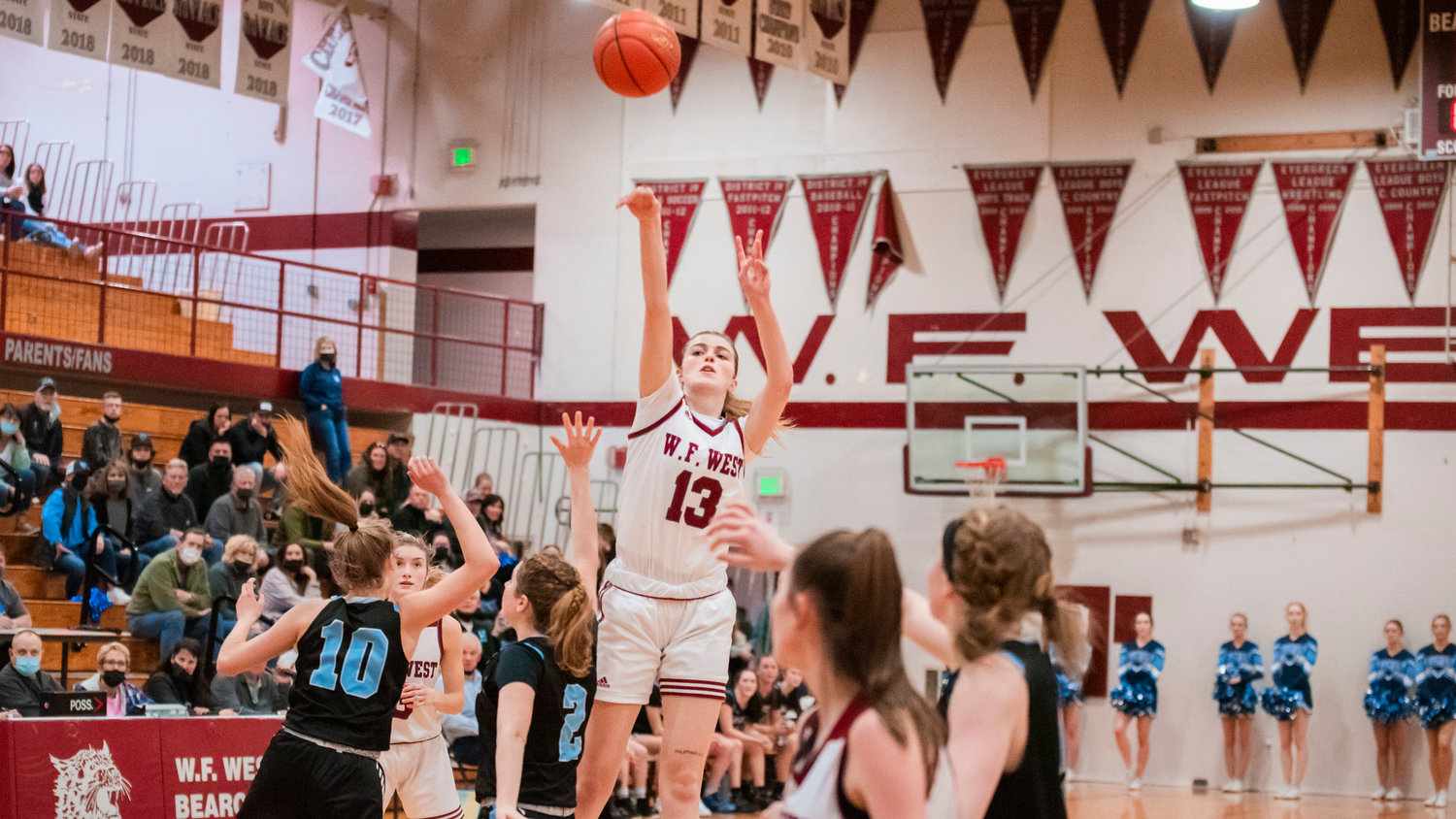 W.F. West senior Drea Brumfield (13) puts up a shot during a game Friday night in Chehalis.