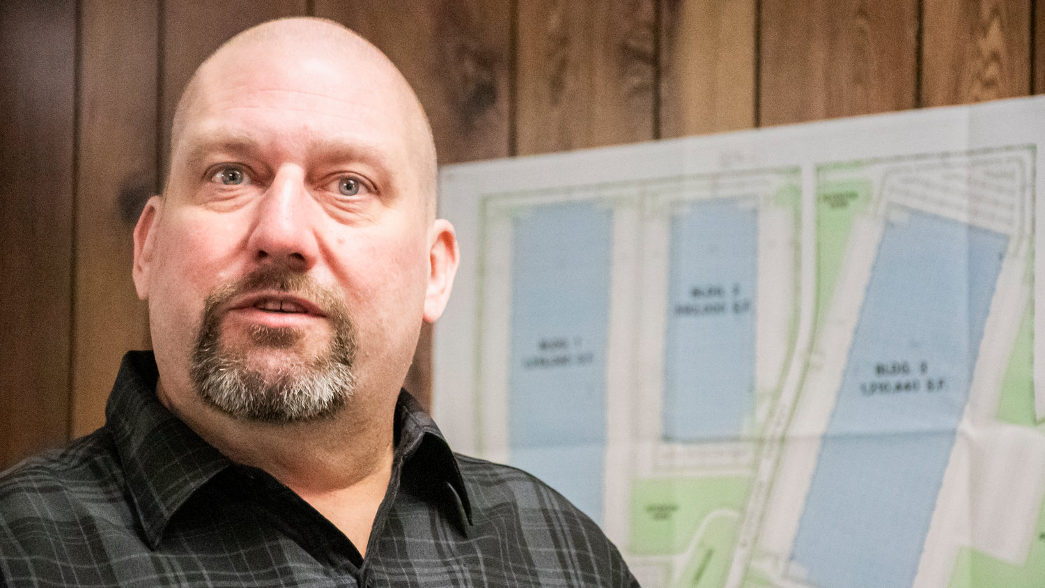 Robert Webster talks about plans for land around Mickelsen Parkway in Winlock Tuesday morning.