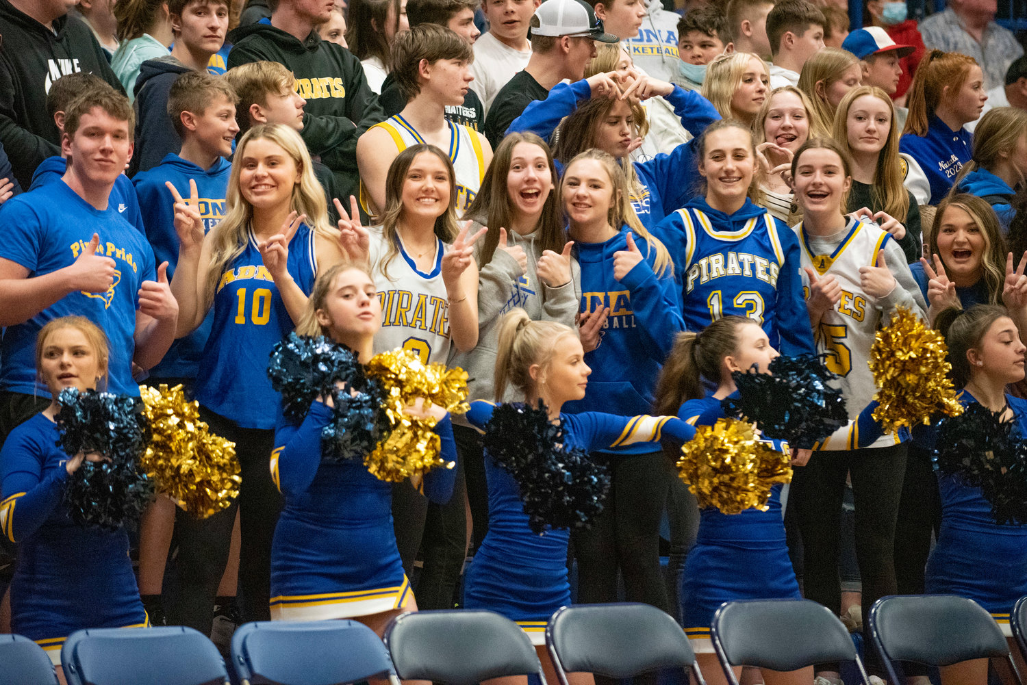 Adna’s student section poses for a photo during a district semifinal game against Morton-White Pas on Feb. 16.