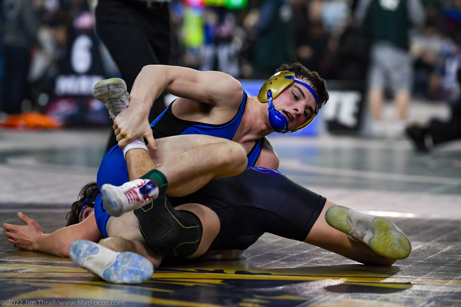Adna's Tristan Ridley grapples at Mat Classic XXXIII on Friday at the Tacoma Dome.