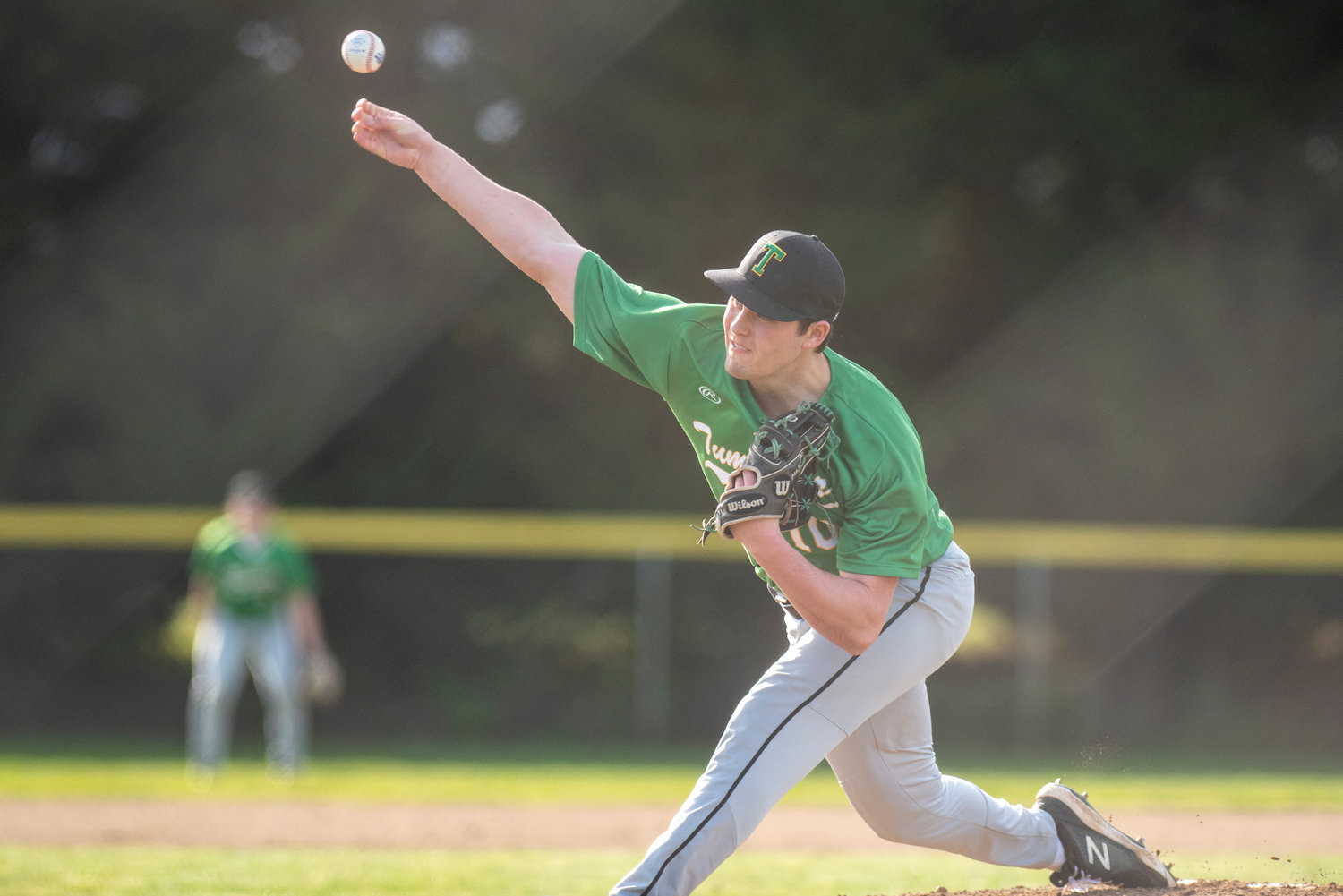 Tumwater pitcher Ryan Orr tosses a pitch to Black Hills during a road game on March 24.