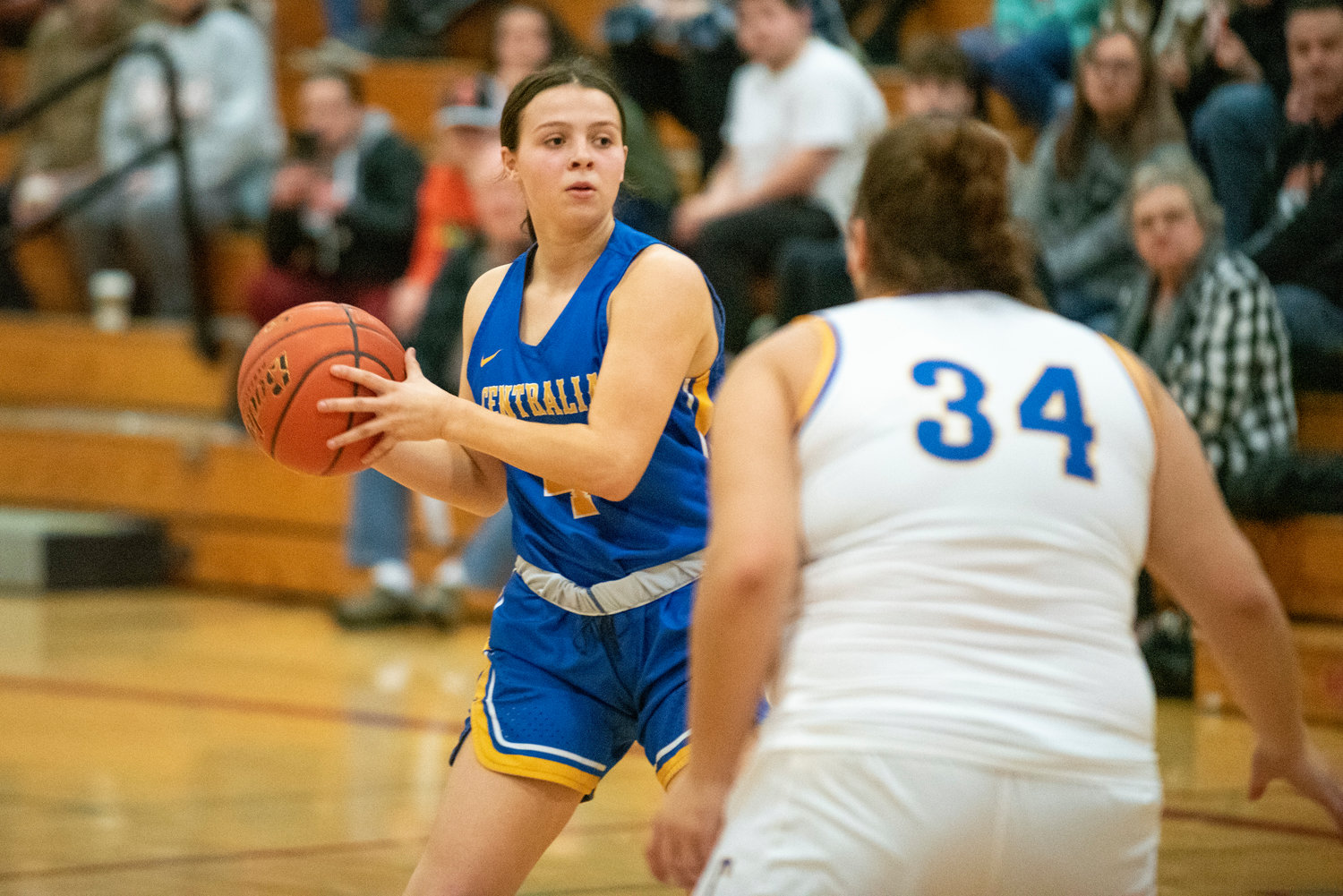 Centralia's Jadyn Hawley (4) looks for an open pass during the SWW Senior All-Star Game on March 26.