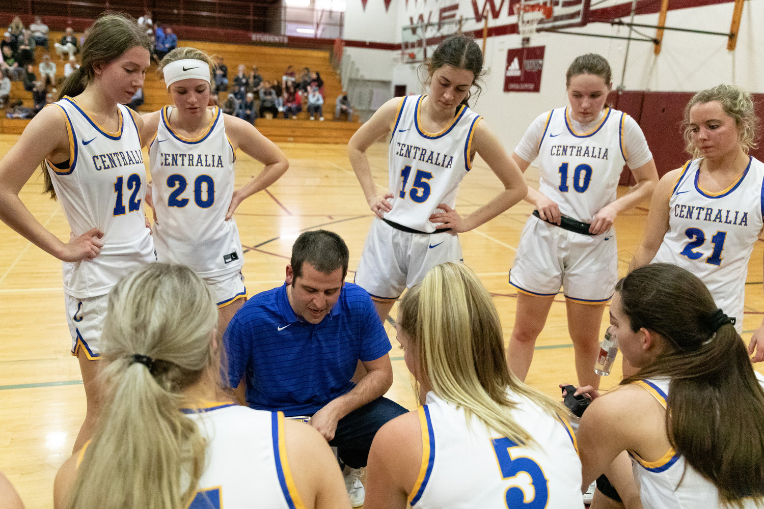 Adna coach Chris Bannish coaches up the white all-star team at the SWW Senior All-Star Game March 26 at W.F. West.