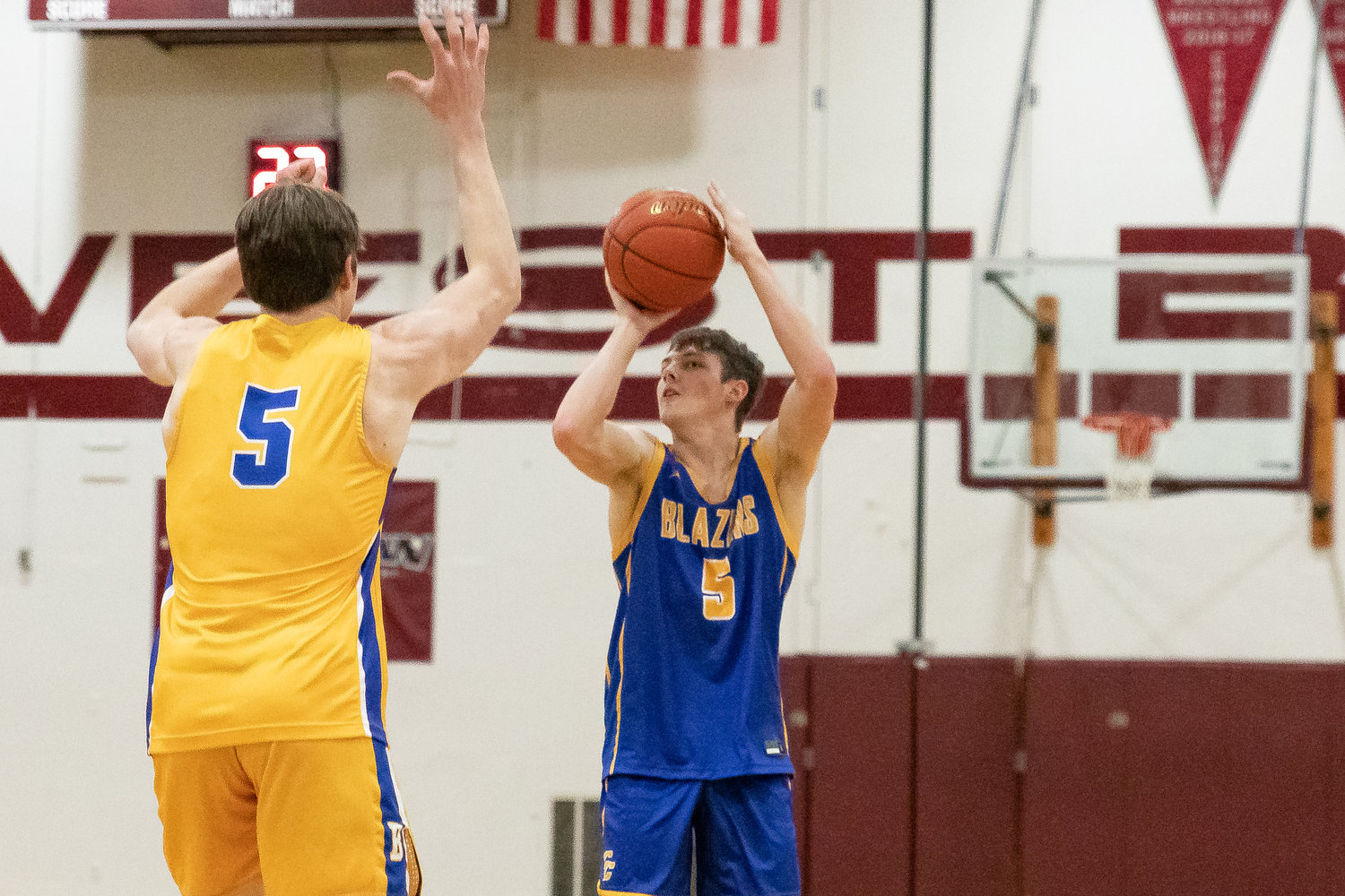 Adna guard Chase Collins looks to shoot a 3-pointer at the SWW Senior All-Star Game March 26 at W.F. West.