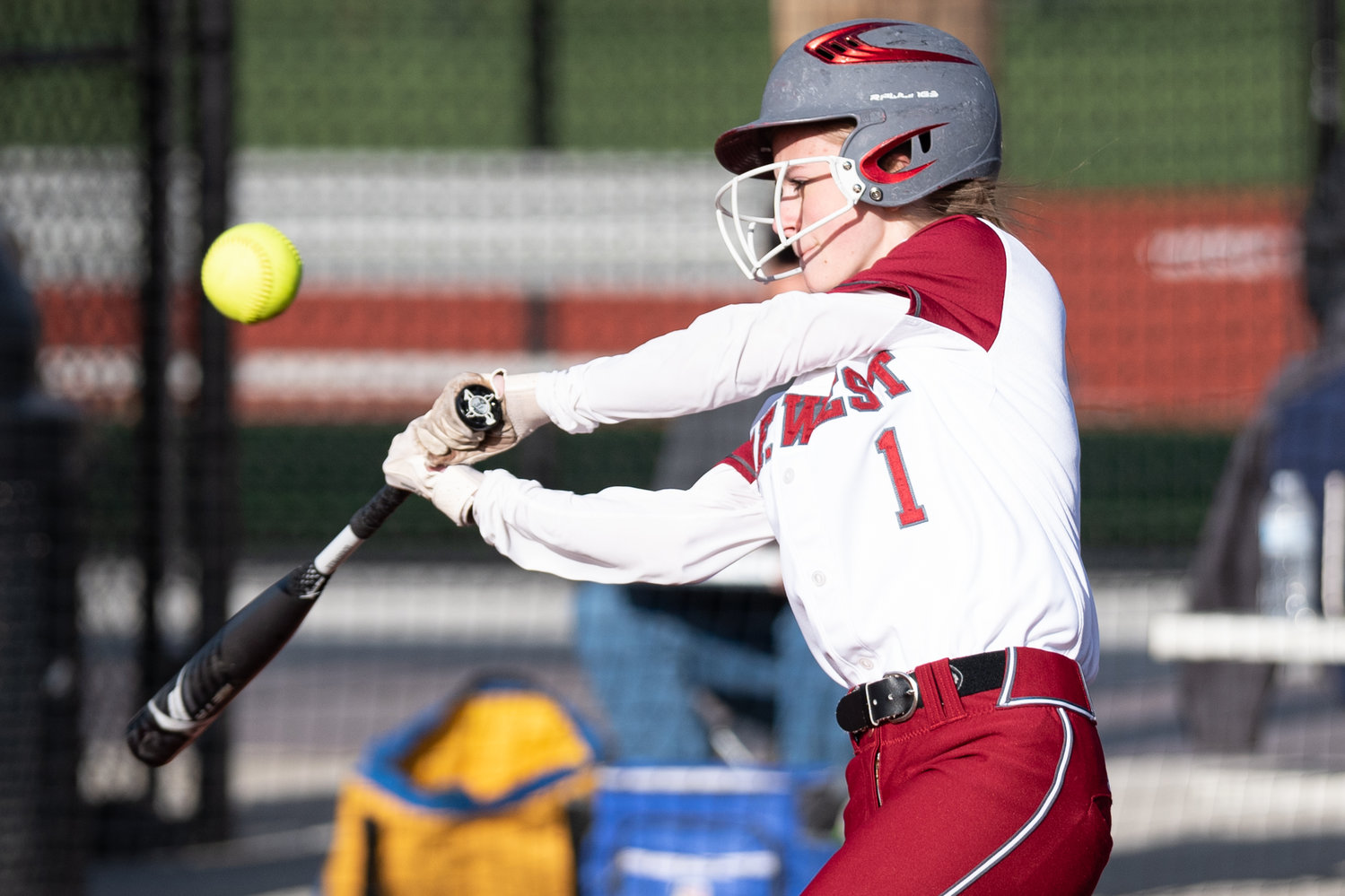 W.F. West infielder Brielle Etter takes a swing against Kelso March 30 at Recreation Park.