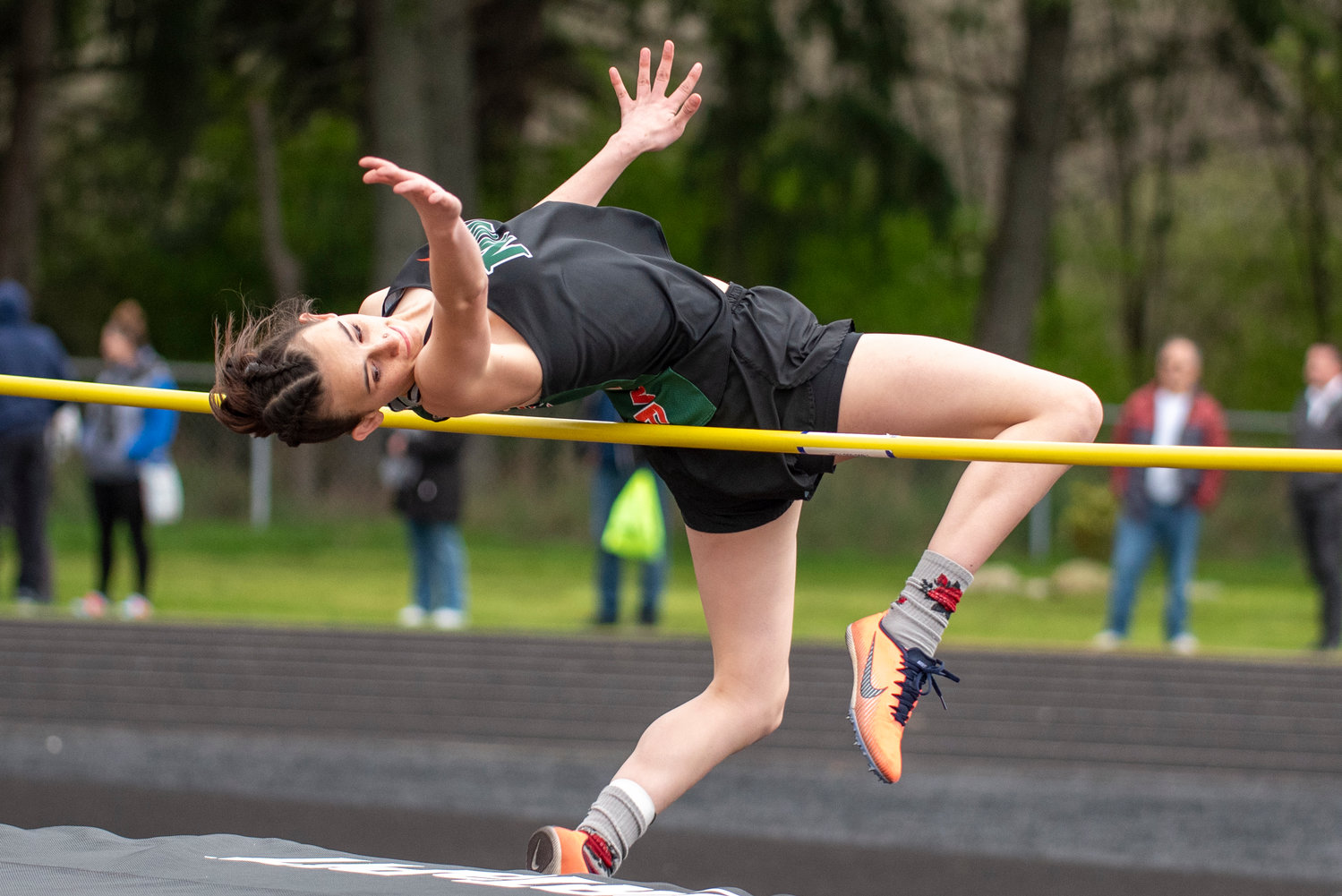 Morton-White Pass sophomore MIranda Sparks won the girls high jump with a leap of 4 feet, 8 inches at a meet in Tenino on March 29.