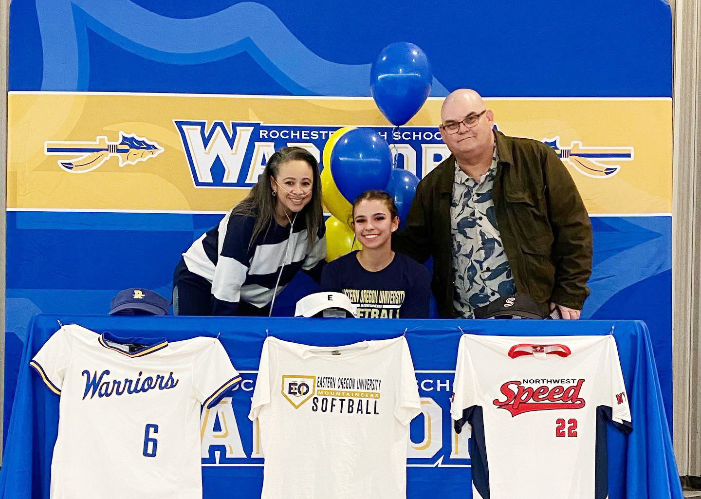 Rochester senior Sadie Knutson signs with Eastern Oregon University softball on March 31.
