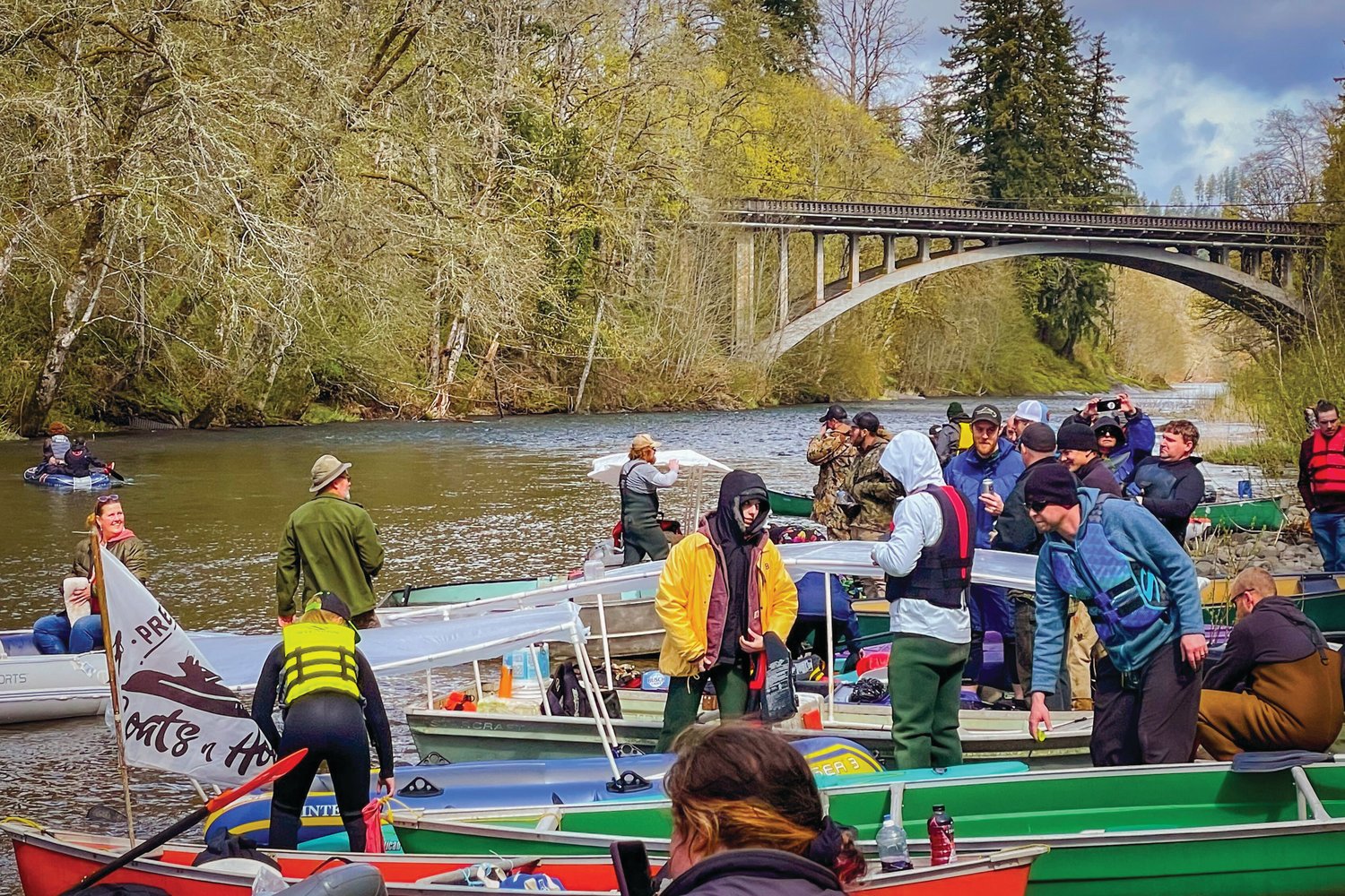 River runners prepare to launch onto the Chehalis at noon on Saturday.