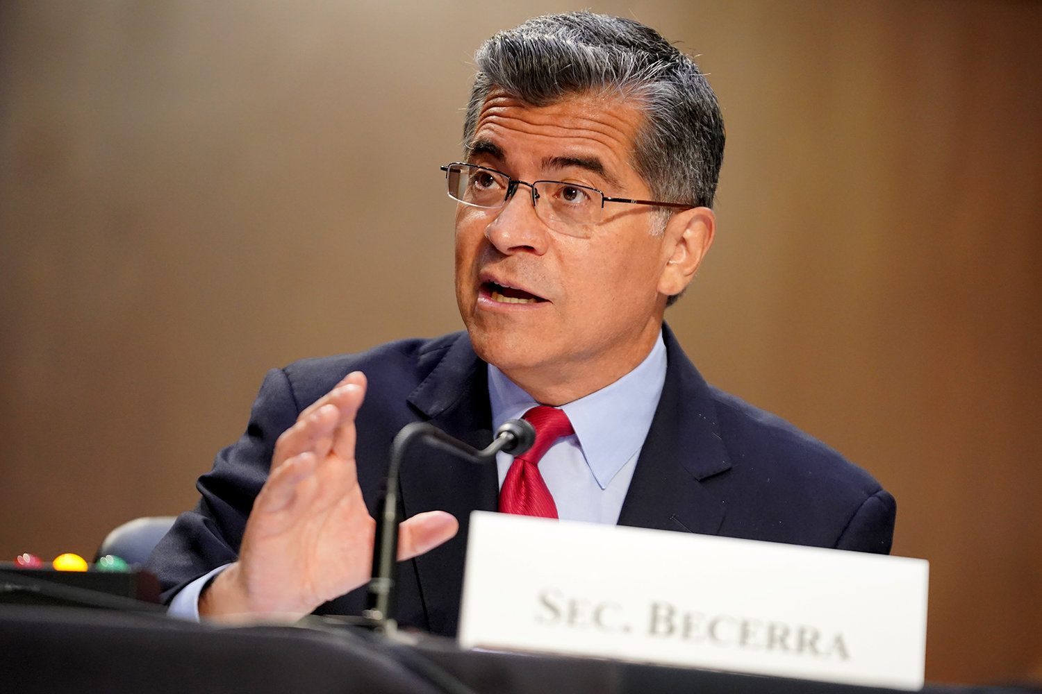 Secretary of Health and Human Services Xavier Becerra at Capitol Hill on Sept. 30, 2021, in Washington, D.C. (Greg Nash/Pool/Getty Images/TNS)