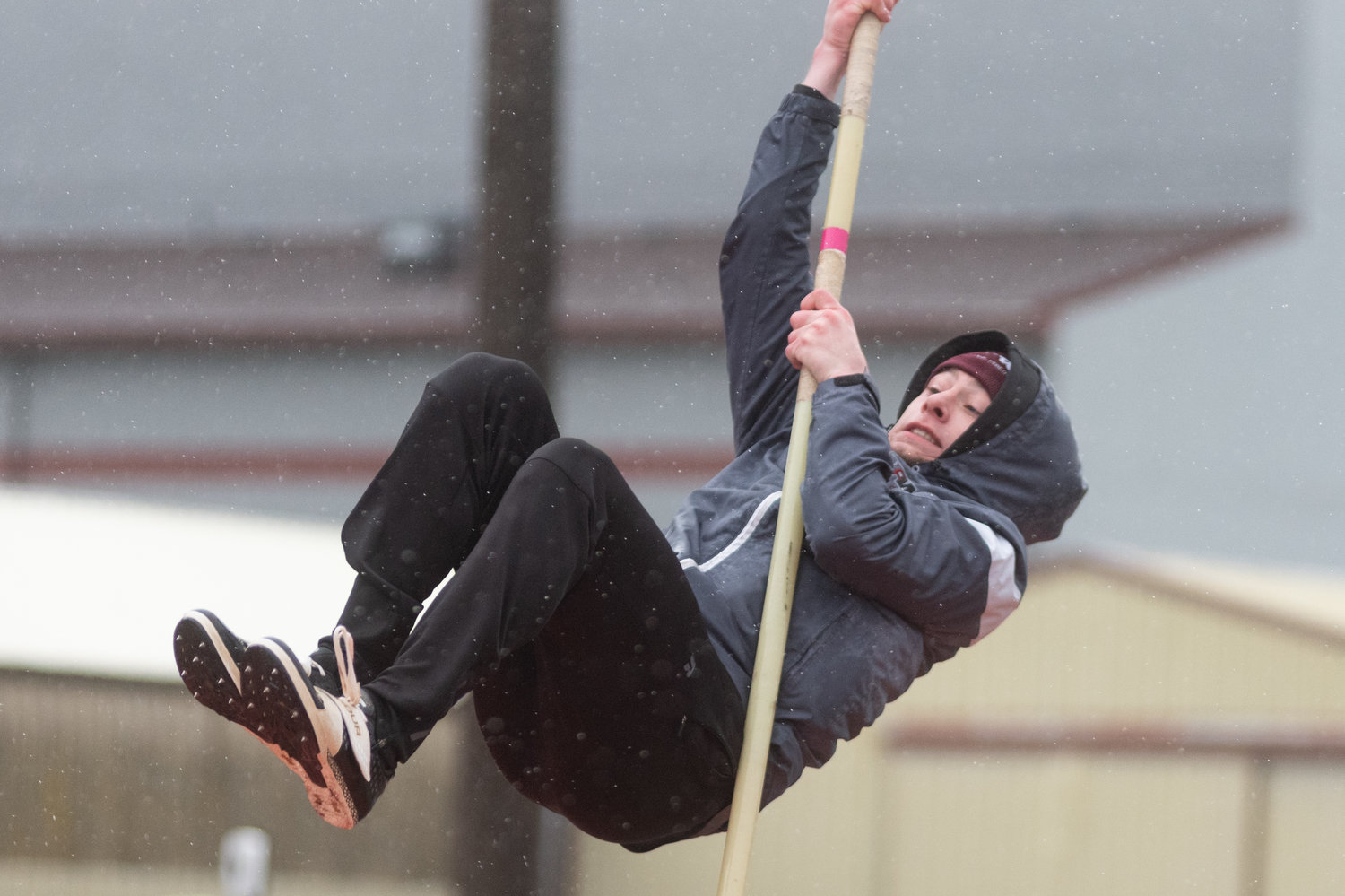 W.F. West's Seth Hoff competes in the pole vault April 13 at W.F. West High School.