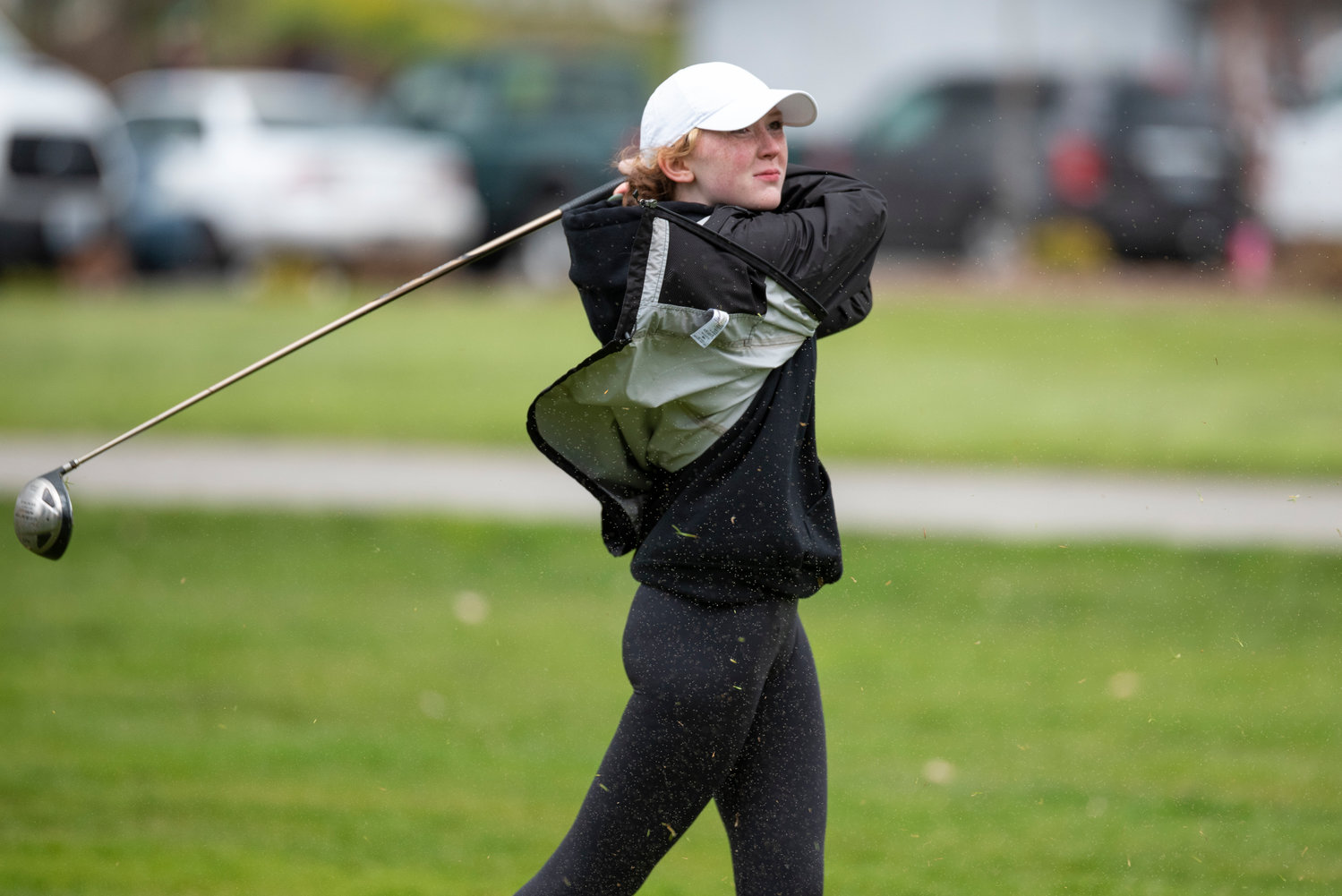 Centralia's Sam Johnston tees off during a league match against W.F. West at Newaukum Valley Golf Course on April 13.