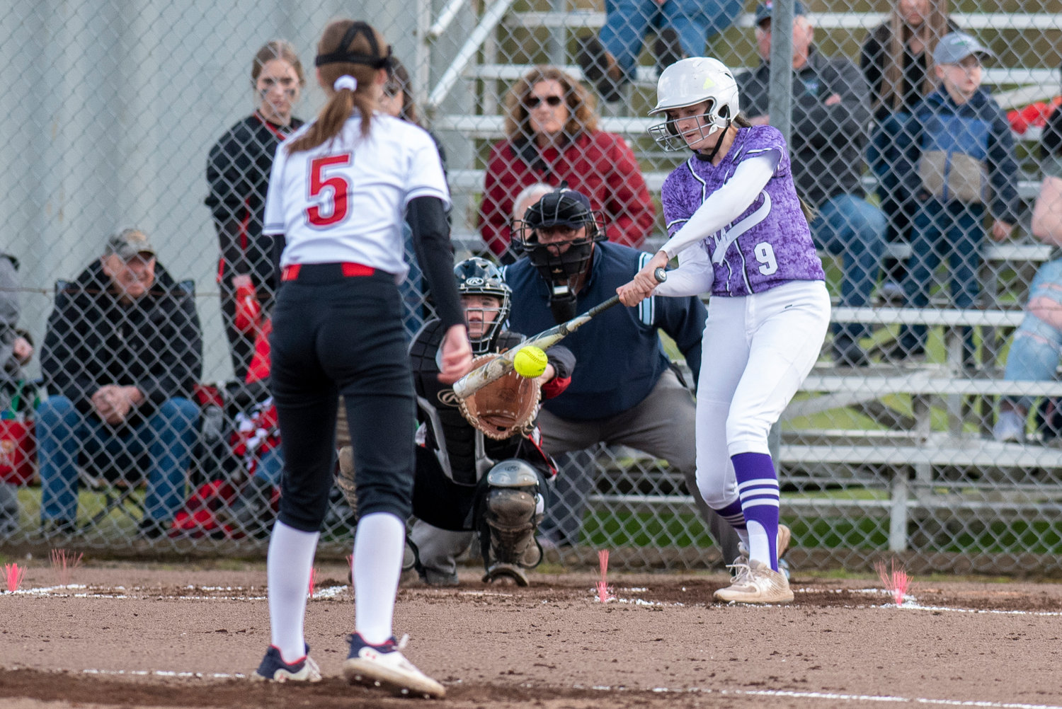 Onalaska's Lisa Liddell (9) lines up a Mossyrock pitch during a home game on April 15.