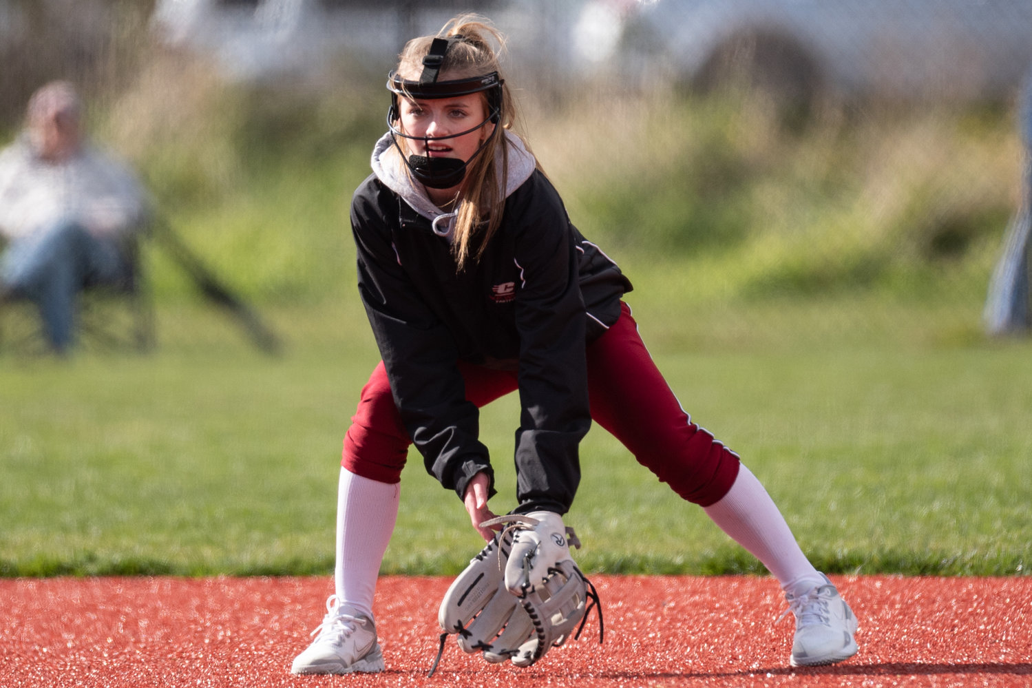 W.F. West second baseman Brielle Etter gets ready to field a ball against Tumwater at Recreation Park in Chehalis April 15.