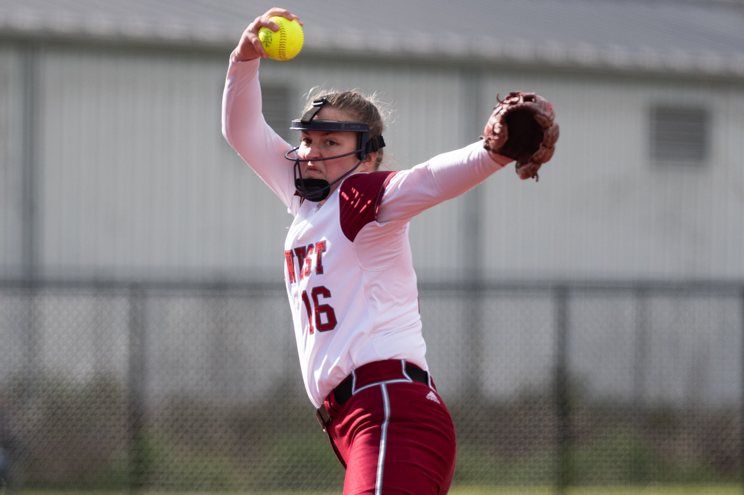 W.F. West's Kamy Dacus pitches against W.F. West at Recreation Park in Chehalis April 15.
