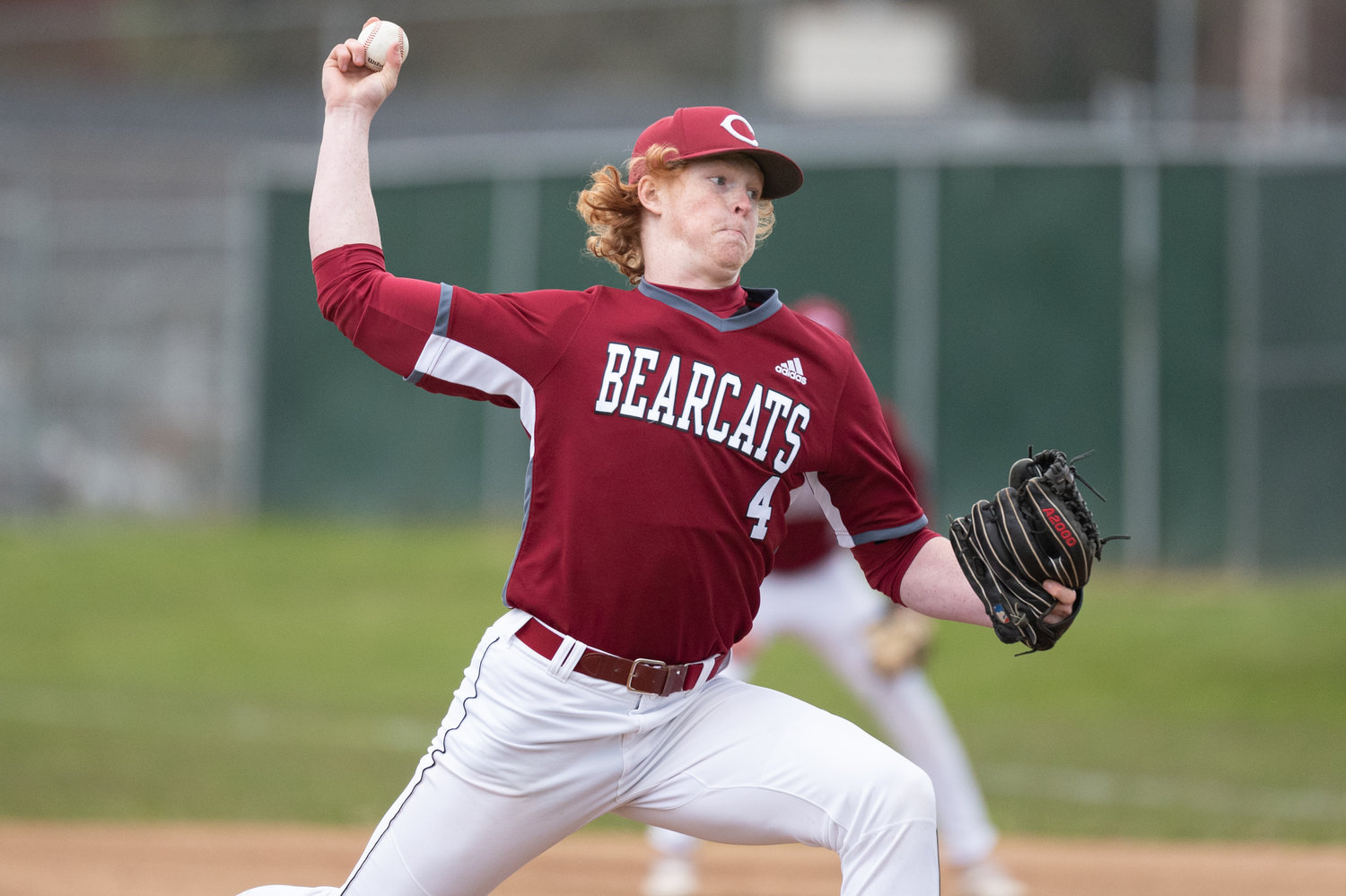 W.F. West's Logan Moore sends off a pitch against Rochester April 19.
