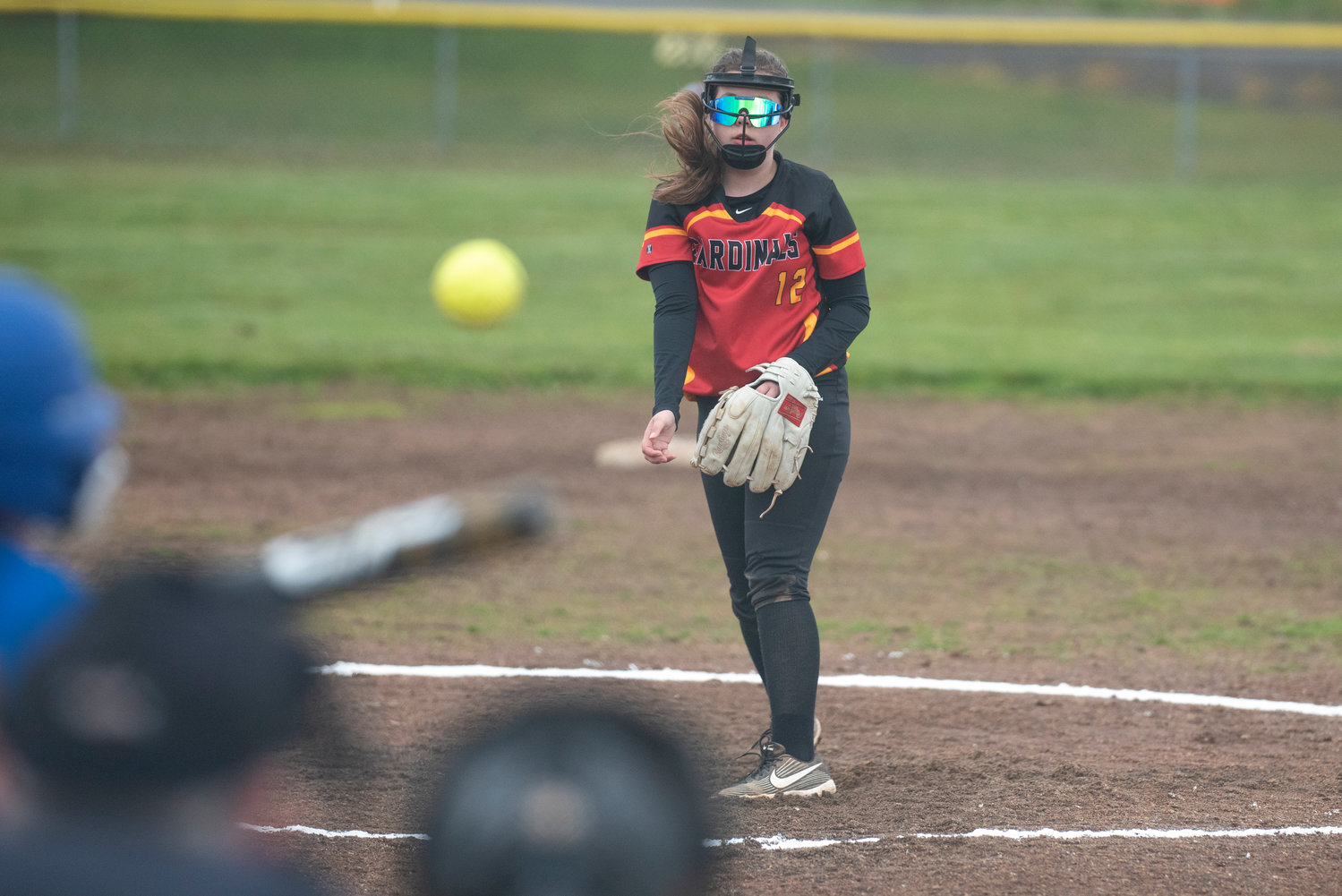 Winlock's Storm Keene delivers a pitch to an Adna batter during a home game on April 20.
