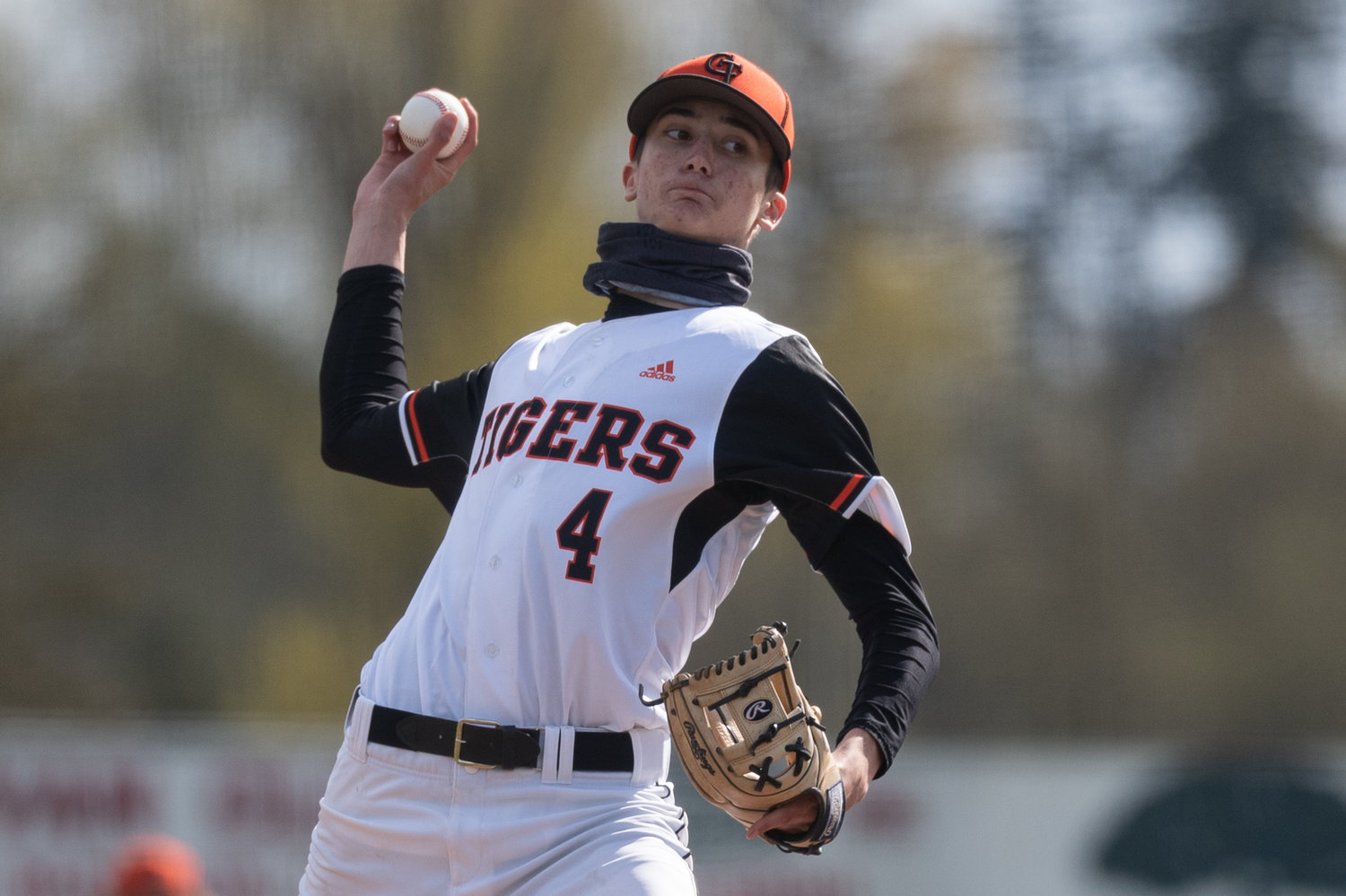 Centralia pitcher Broc Ruege sends a pitch off against W.F. West April 22 at Ed Wheeler FIeld.