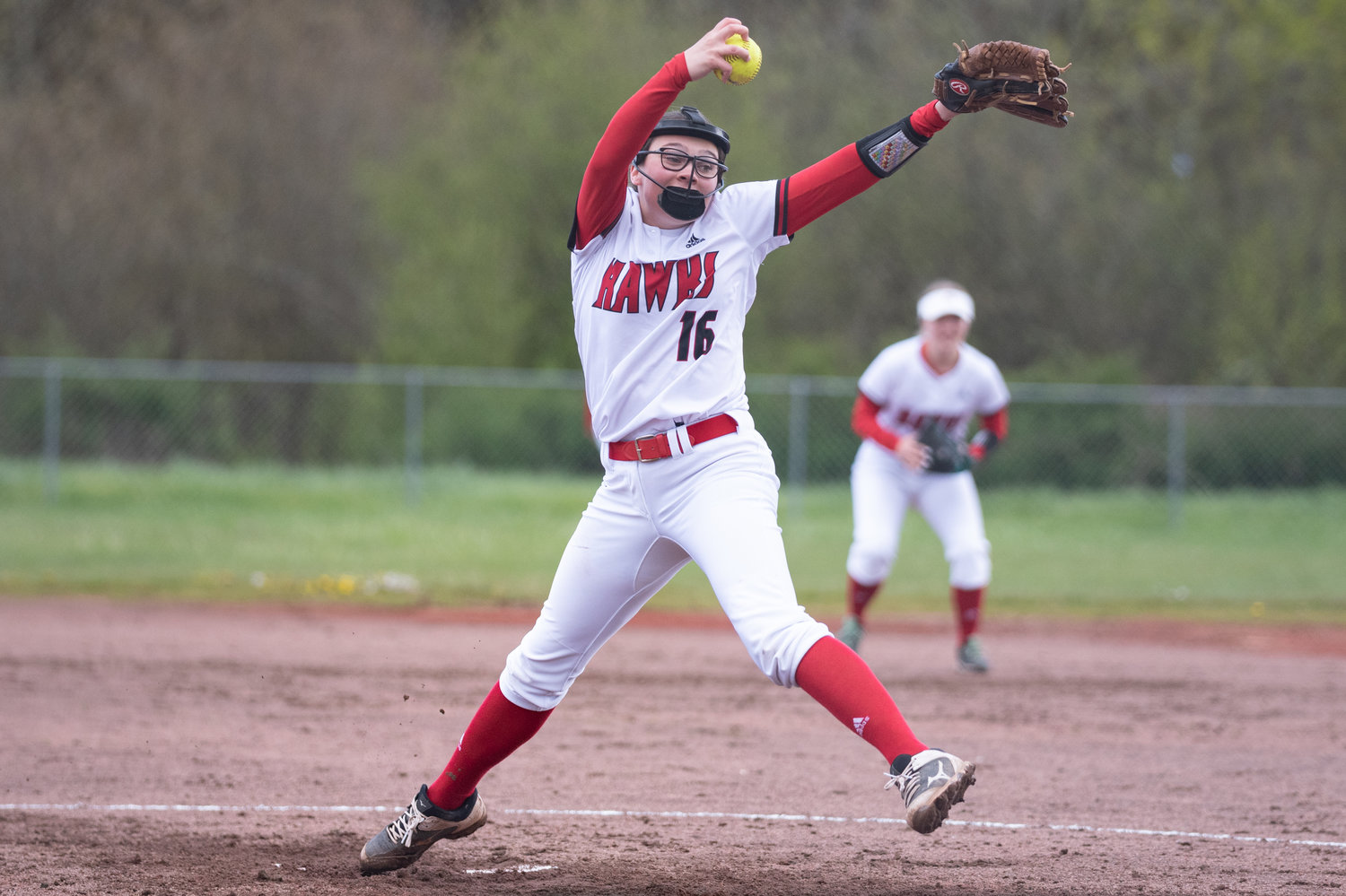 Toledo hurler Bethany Bowen winds up to deliver a pitch agianst Morton-White Pass April 22 at the Toledo Softball Fields.