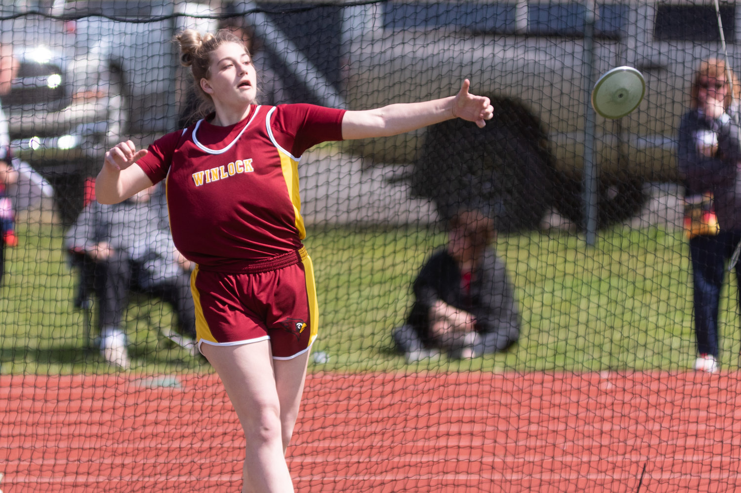 Winlock's Addison Hall competes in the discus at the Chehalis Activators Classic at W.F. West April 23.