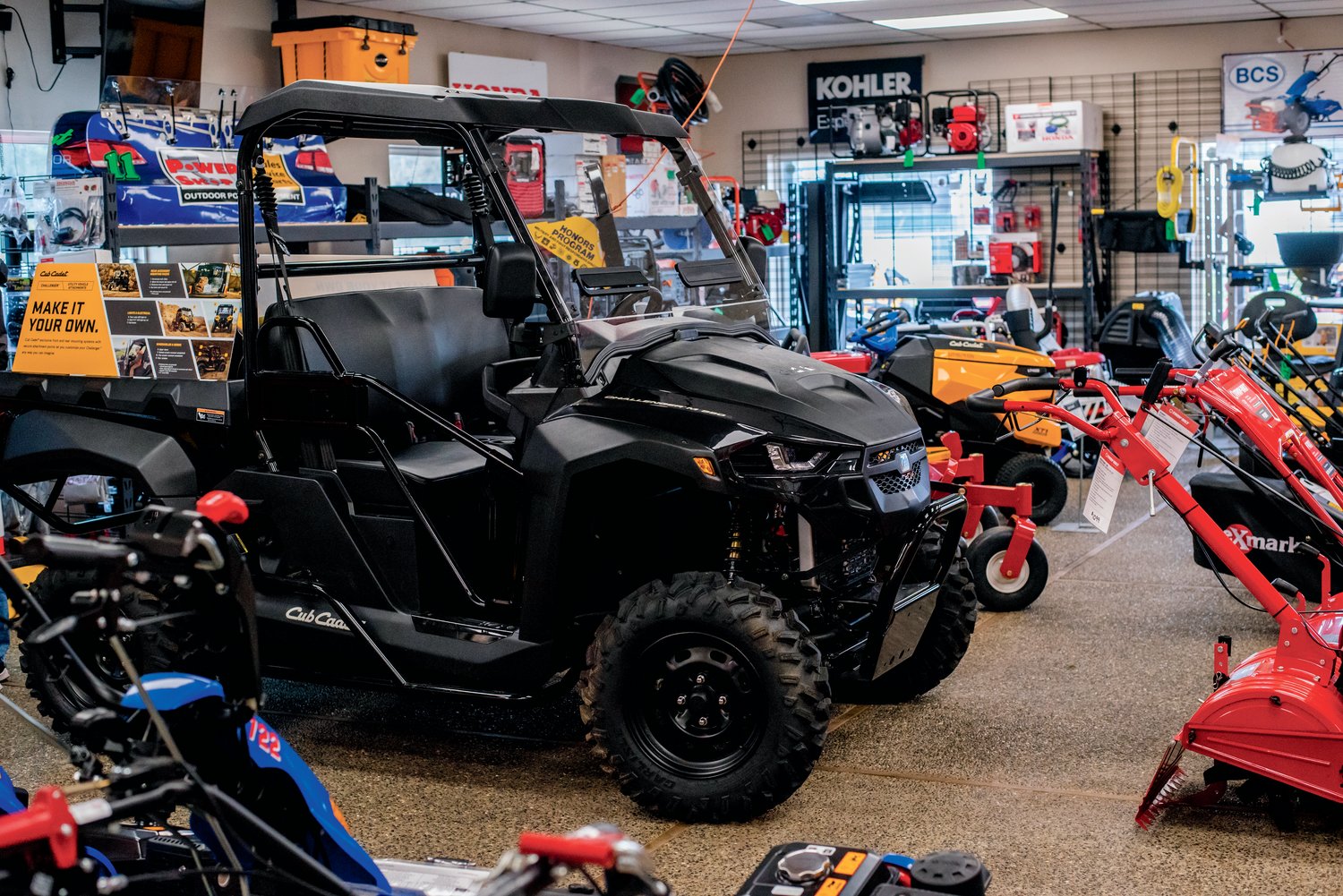 Brands including Cub Cadet, Honda, Kohler and Exmark are seen on display inside the Power Shop in Centralia.