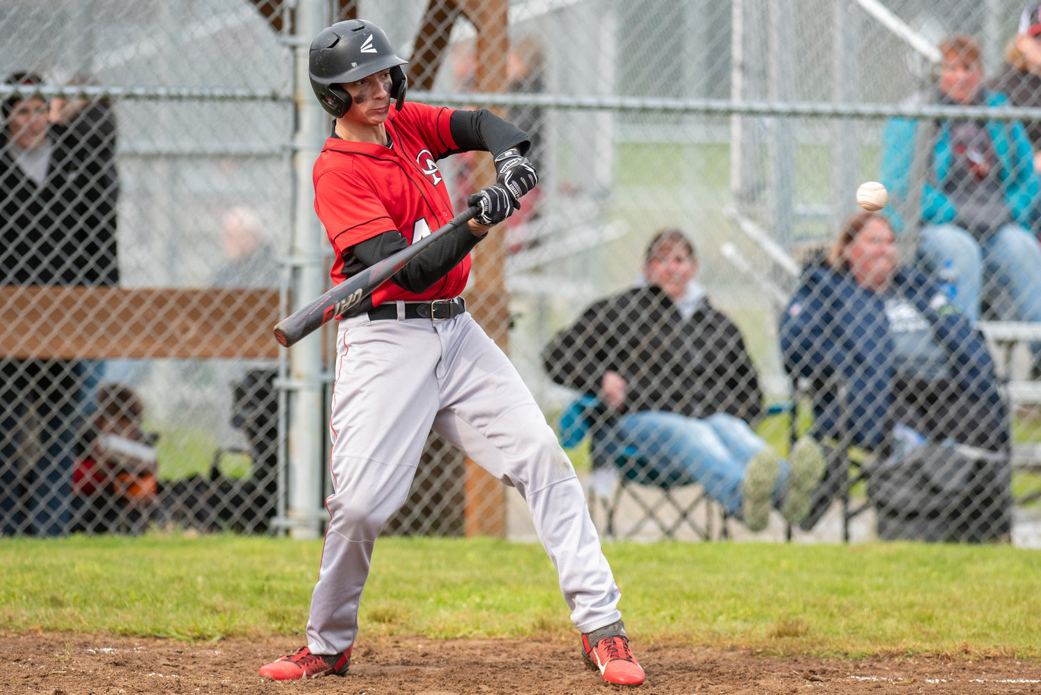 An Oakville batter lines up a Mossyrock pitch during a home game on April 28.