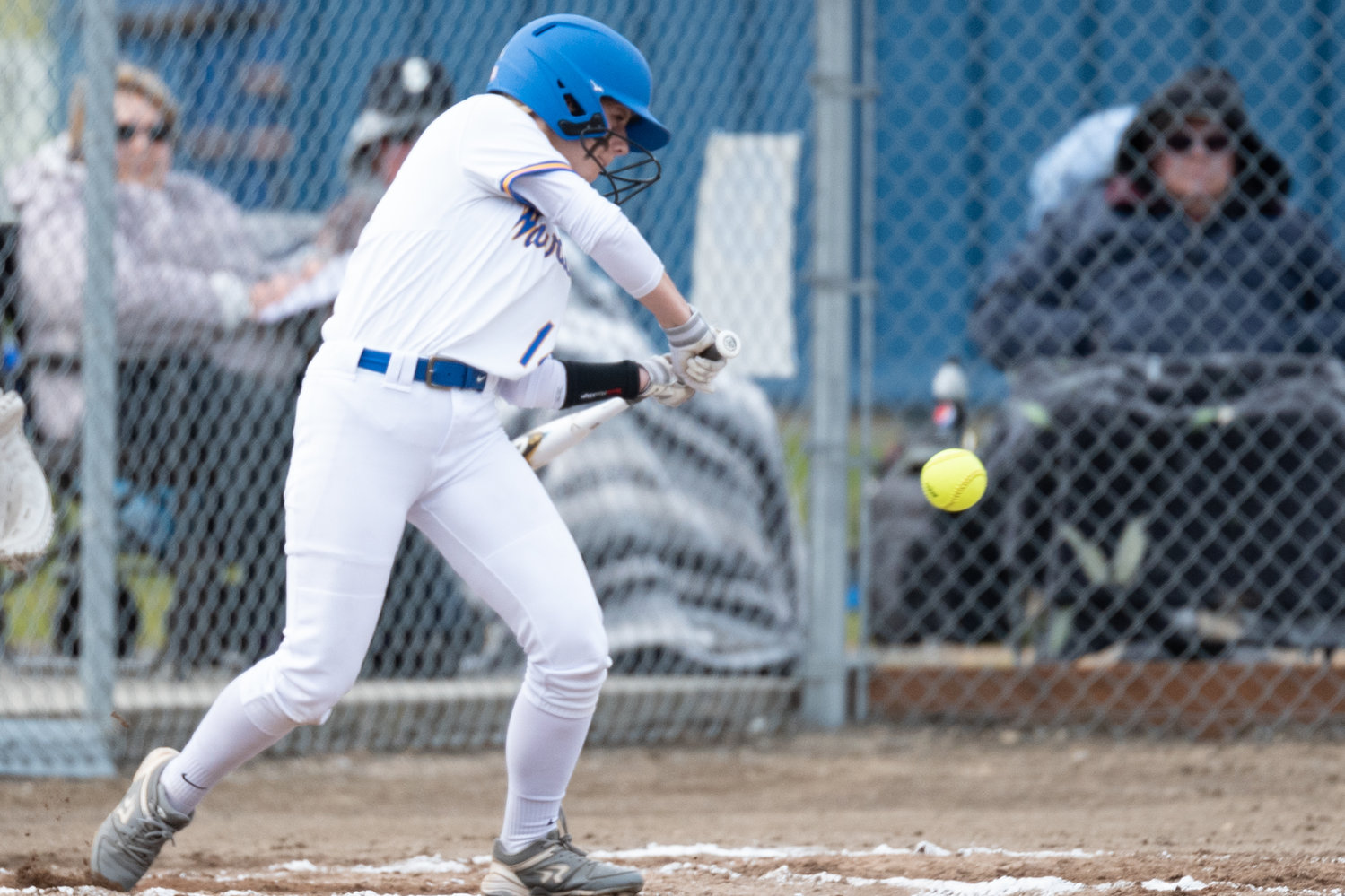 Rochester's Cheyenne Justice swings at a pitch against W.F. West April 29.