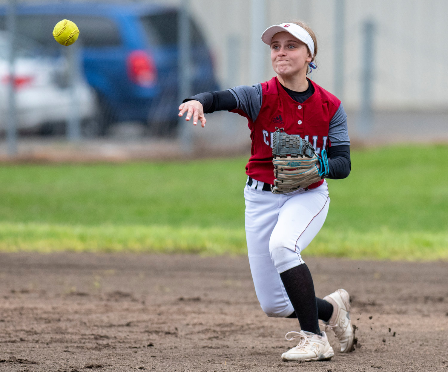 W.F. West shortstop Avalon Myers makes a throw to first base during a road game against Tumwater on May 2.