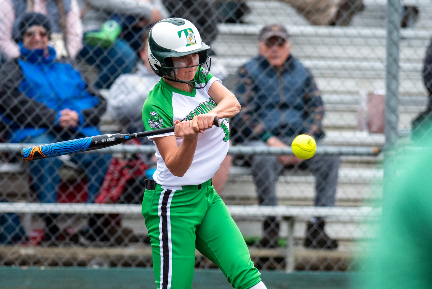 Tumwater's Aly Waltermeyer lines up a W.F. West pitch during a home game on May 2.