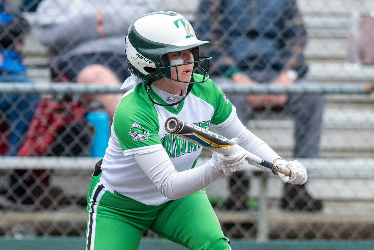 A Tumwater batter prepares to bunt against W.F. West during a home game on May 2.