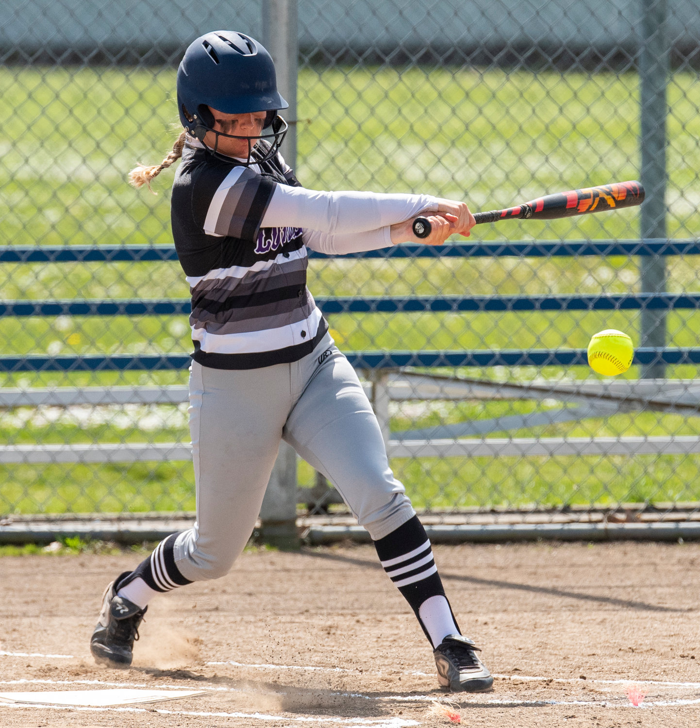 Onalaska's Callie Lawrence connects on an Adna pitch during a road game on May 4.