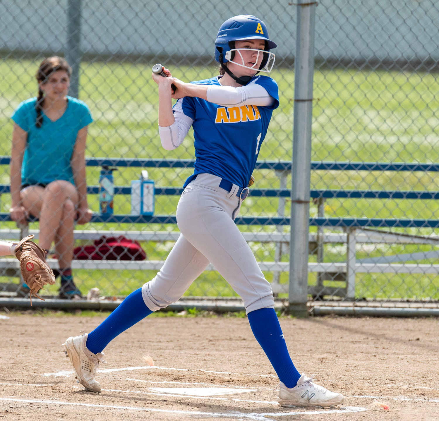 Adna's Brooklyn Loose connects on an Onalaska pitch during a home game on May 4.
