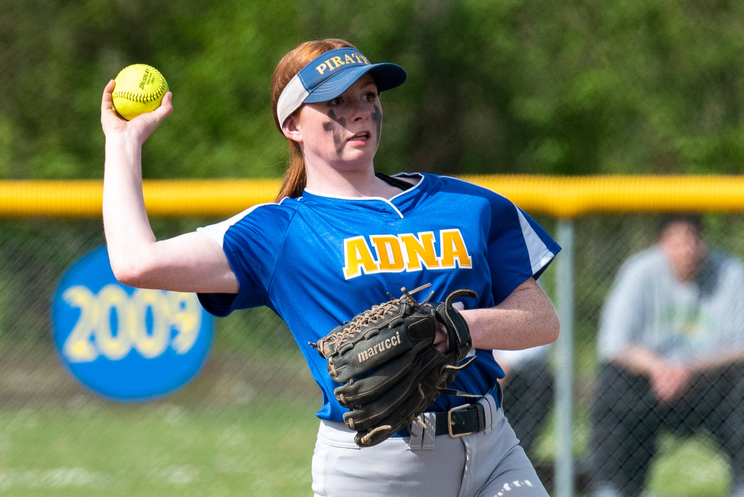 Adna second baseman Natalie Loose makes a throw to first base during a home game against Onalaska on May 4.
