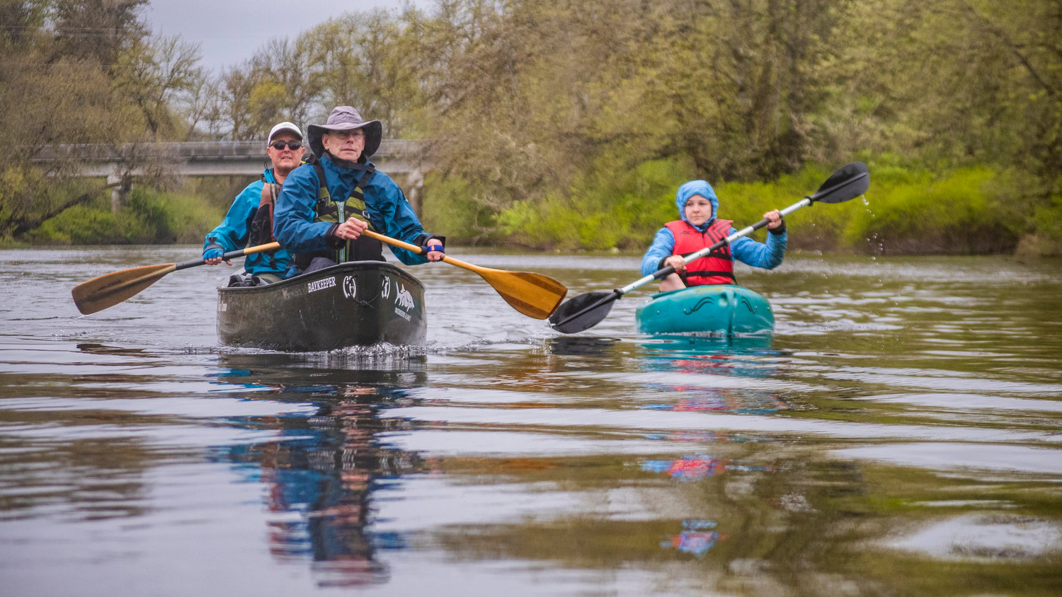 Chronicle reporter Isabel Vander Stoep and photographer Jared Wenzelburger are pictured on the Chehalis River Tuesday in this photograph by Lee First.