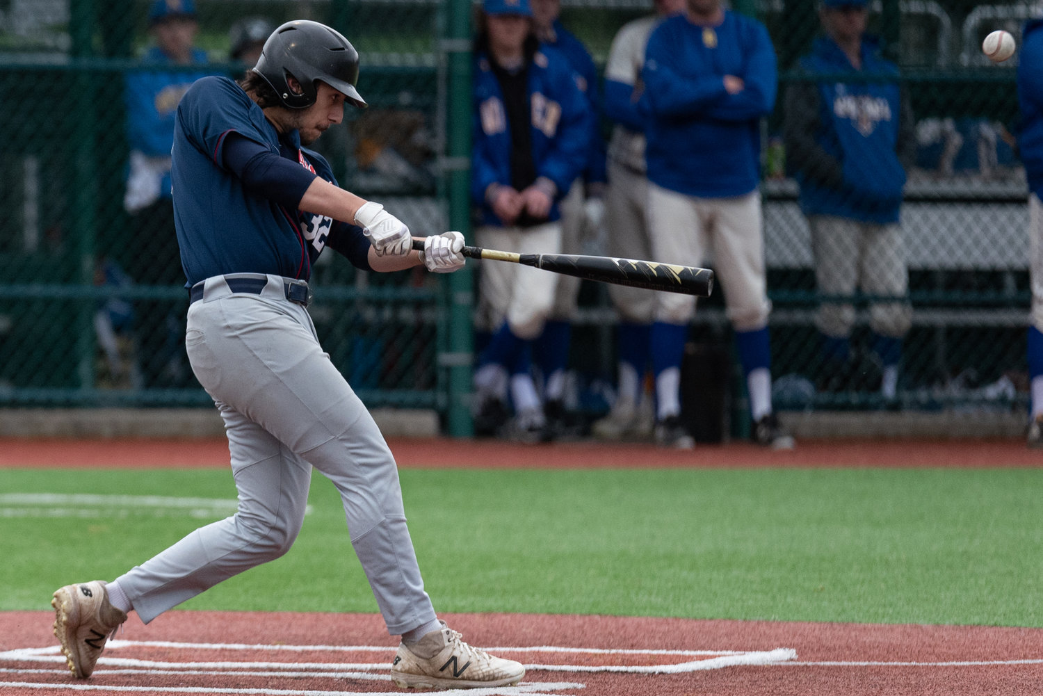 Black Hills first baseman Orion Pate takes a swing at a pitch against Rochester in a play-in game at the Regional Athletic Complex in Lacey May 6.