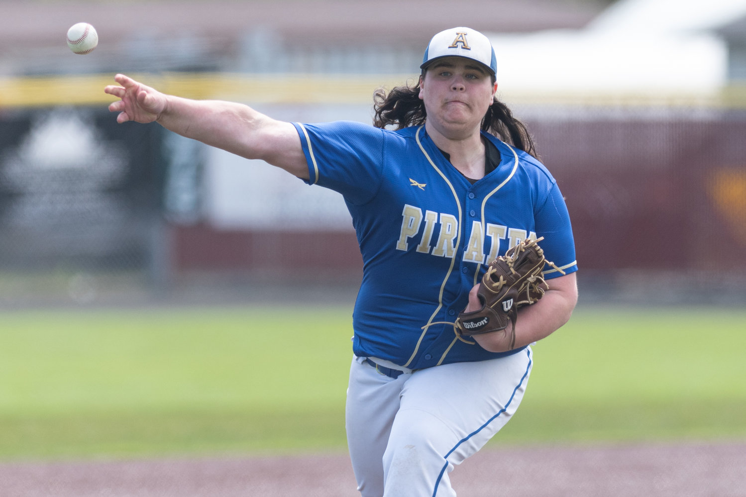 Adna pitcher Ryan Wickert releases a pitch against Ocosta in the District 4 playoffs at Shelton High School May 7.