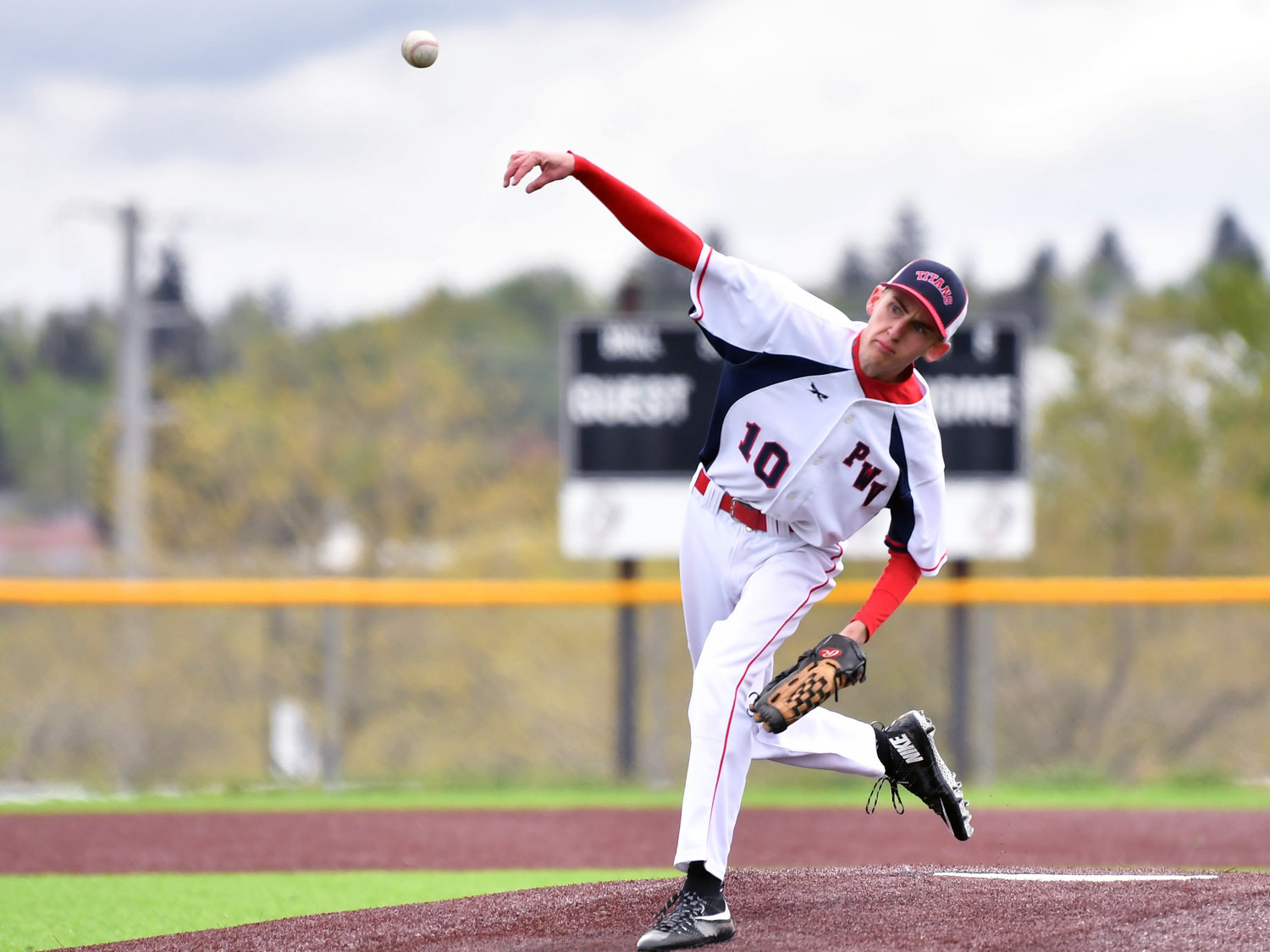 Pe Ell-Willapa Valley pitcher Riley Pearson tosses a pitch to a Napavine during a elimination-playoff loss on Saturday, May 7.