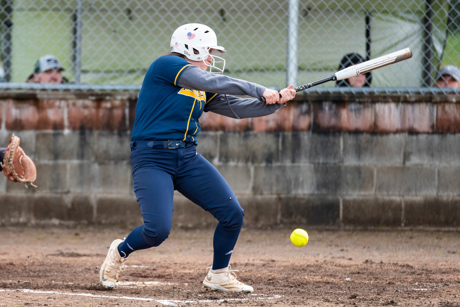 Naselle's Mia Watson fouls a Mossyrock pitch off during an 11-10 loss on the road Monday, May 9.