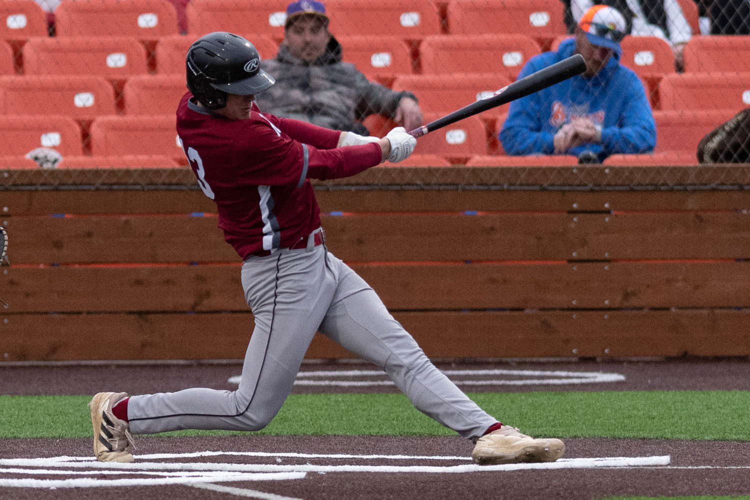W.F. West's Gavin Fugate swings at a pitch against Columbia River in the 2A District 4 semifinals May 11 at Ridgefield.