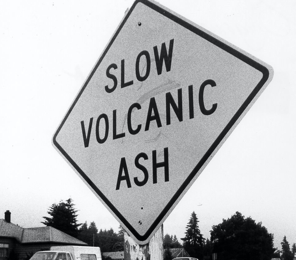 The Oregon Highway Division made 24 signs to warn motorists to slow down because of volcanic ash. (The Oregonian)