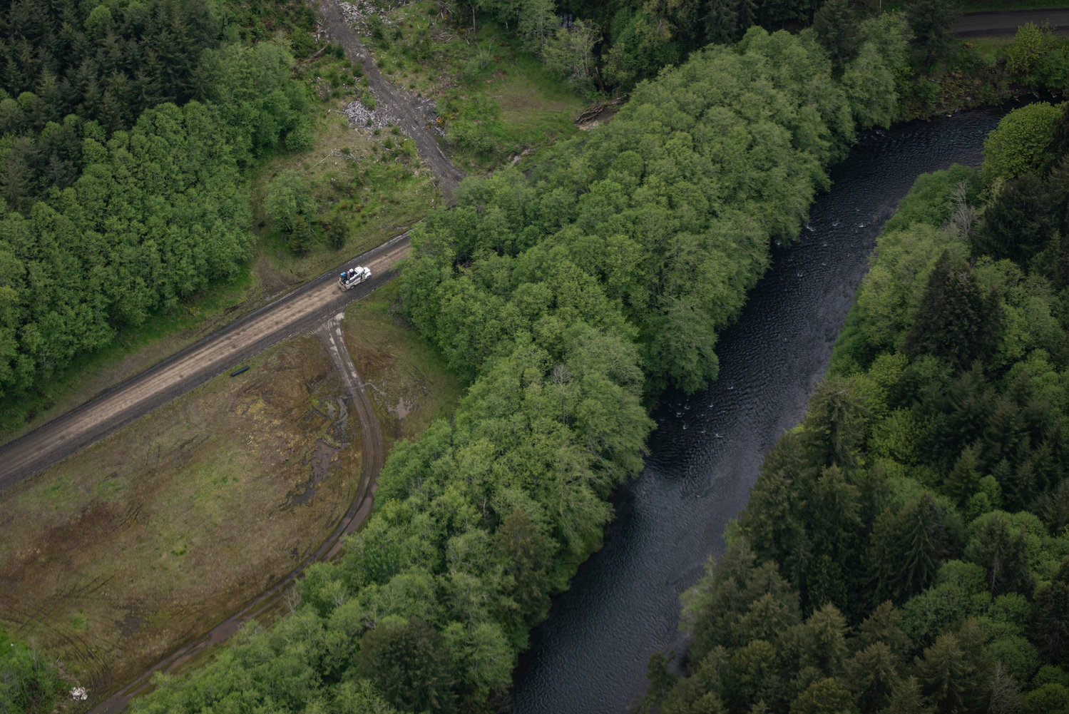 A logging truck is pictured near the headwaters of the Chehalis River on Weyerhaeuser property upstream of Pe Ell.