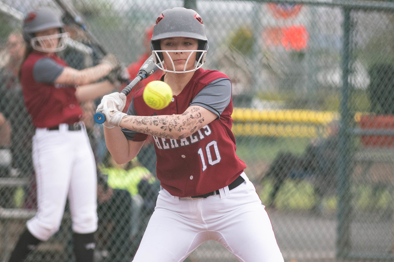 W.F. West's Breanna Crosby watches a pitch fly by against Sequim in the first round of the 2A State Softball Tournament at Carlon Park in Selah May 27.