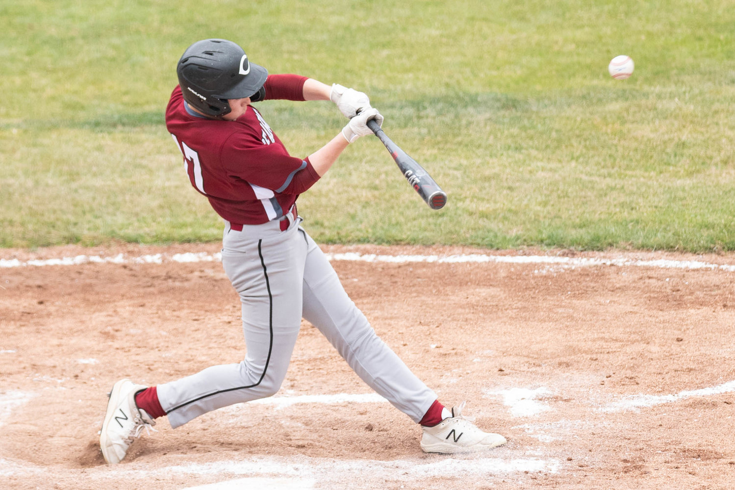W.F. West's Ross Kelley hits a double against Tumwater in the 2A State Baseball Semifinals at Yakima County Stadium May 27.