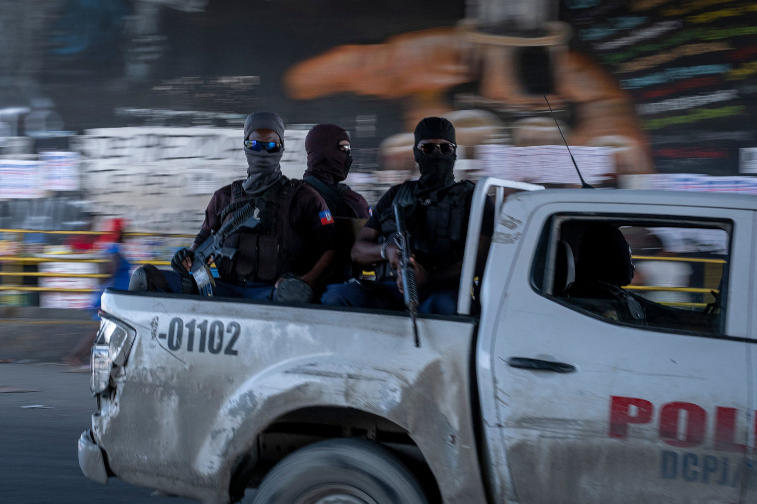 Haitian National Police patrols the streets on Oct. 27, 2021. (Ricardo Arduengo/AFP/Getty Images/TNS)