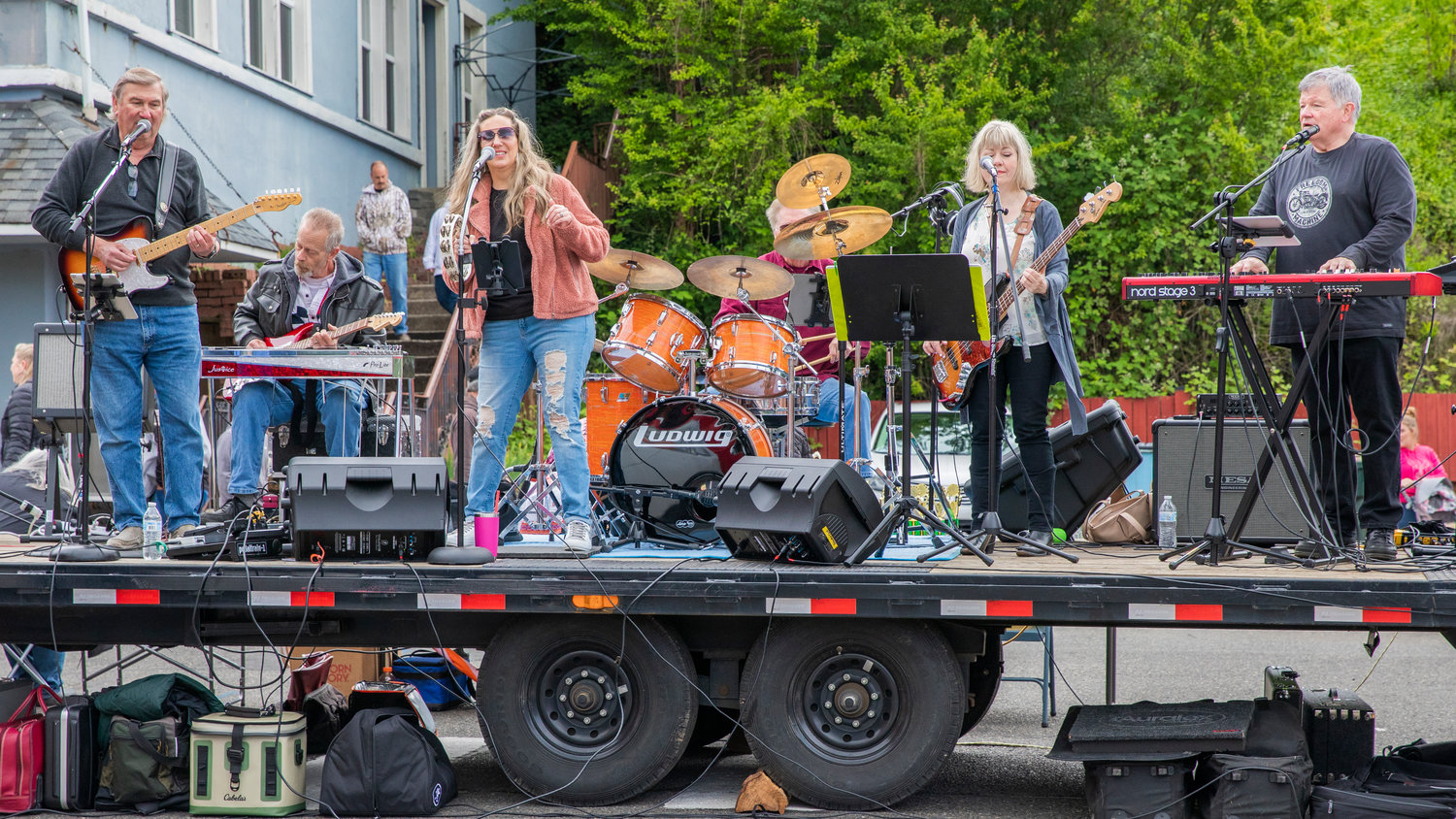 A band plays before the start of the Egg Days Festival parade in Winlock on Saturday.