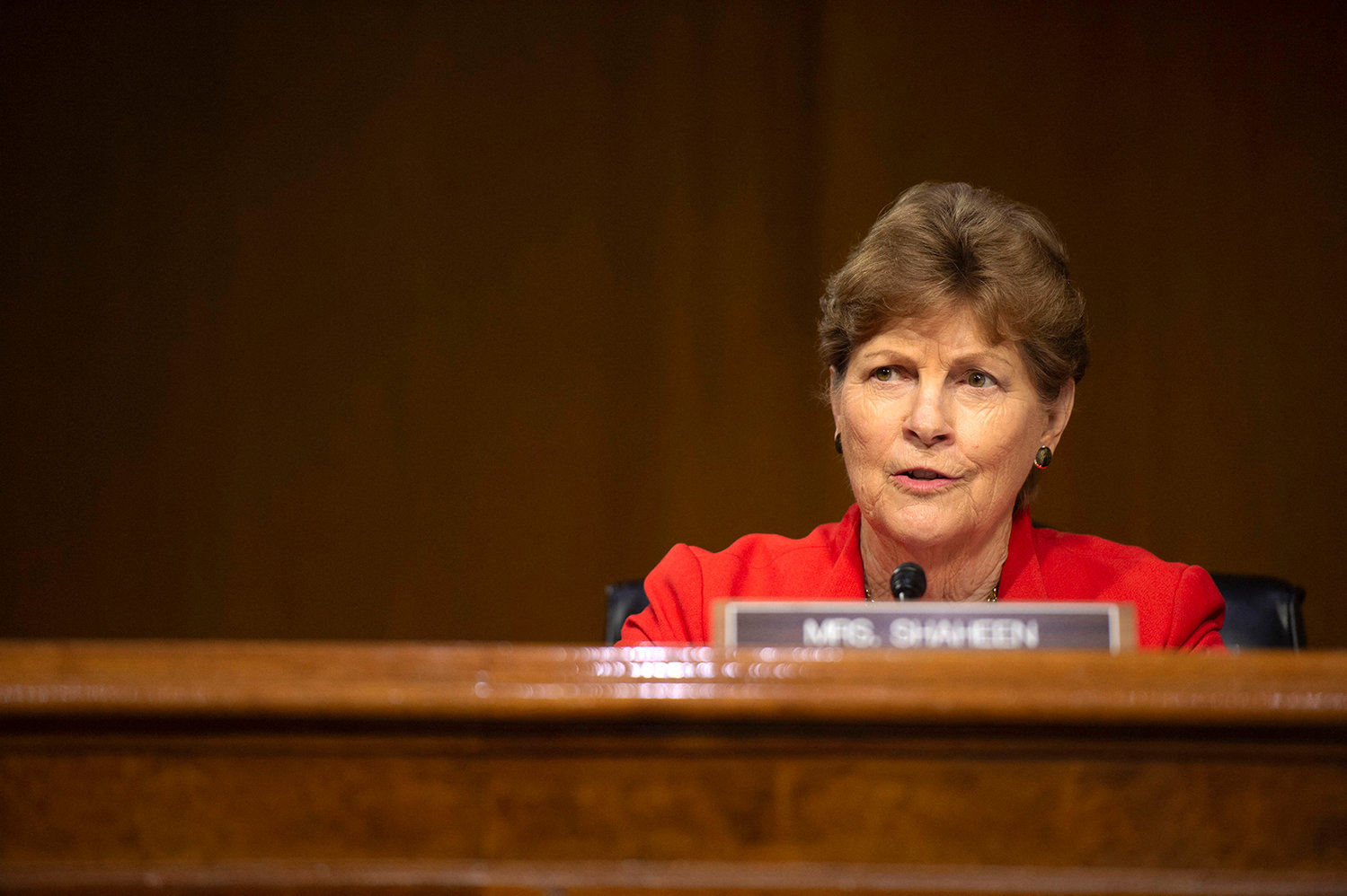 Senator Jeanne Shaheen, D-NH, speaks during a Senate Foreign Relations Committee hearing on "Review of the FY2023 State Department Budget Request," in Washington, DC, on April 26, 2022. (Bonnie Cash/Pool/AFP via Getty Images/TNS)